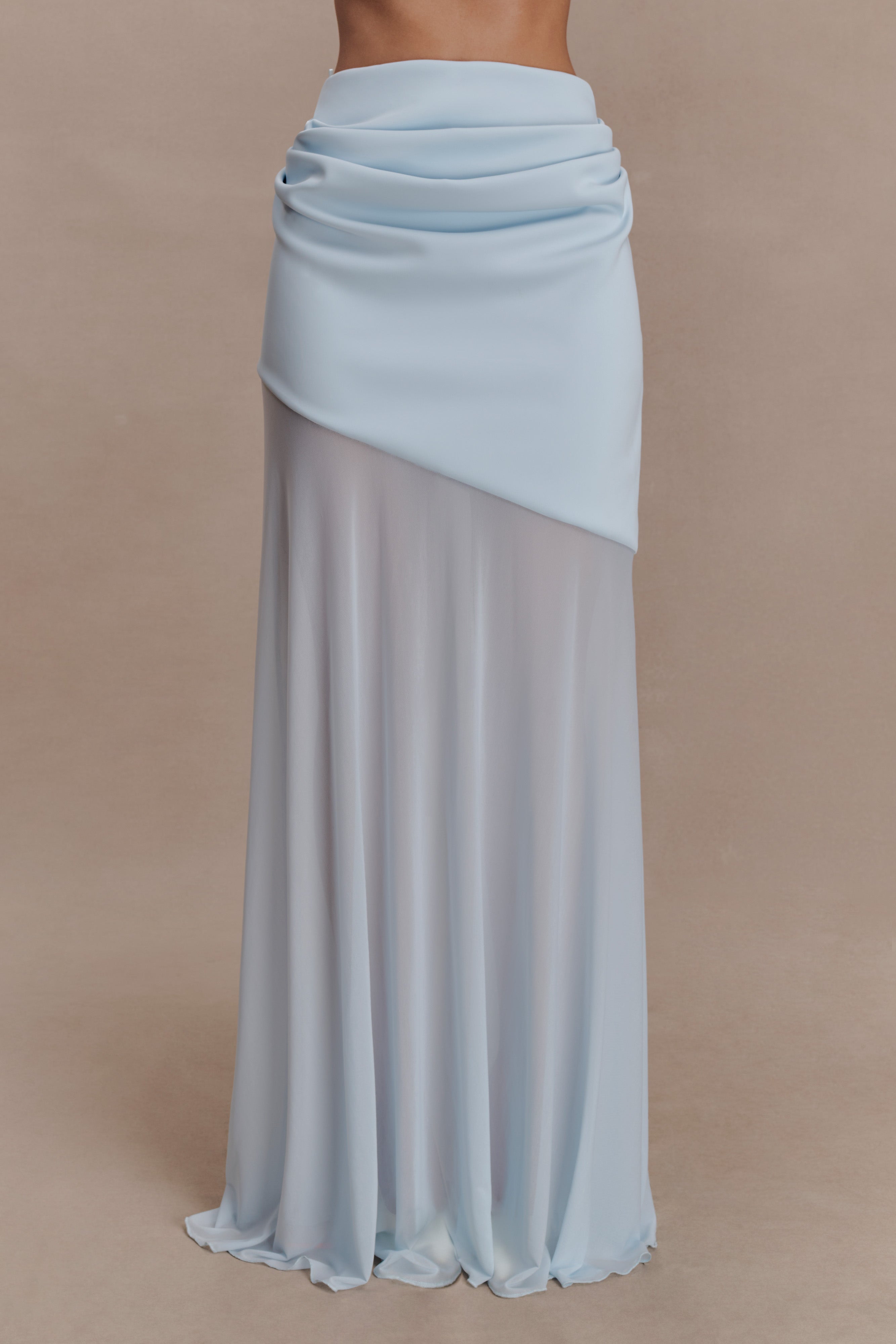 Portia Scuba And Mesh Maxi Skirt - Pale Blue - Image 6