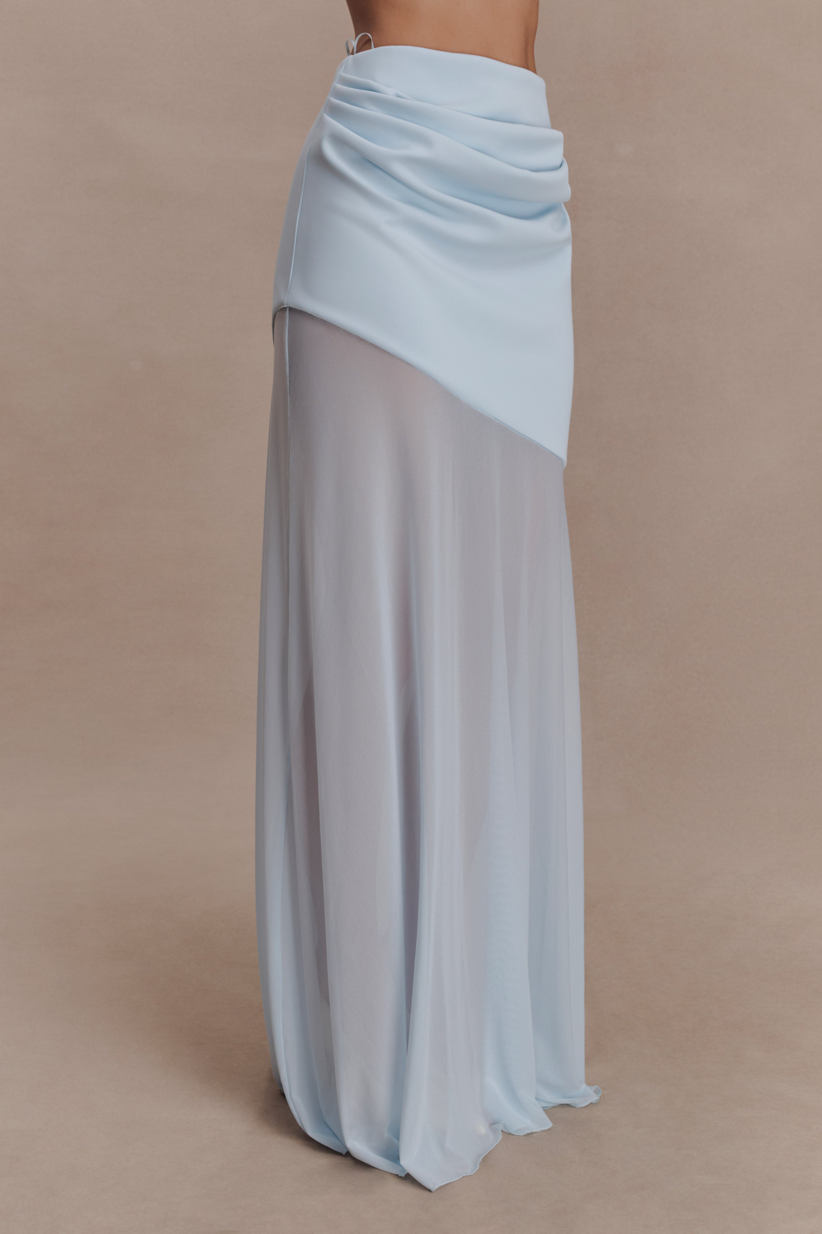 Portia Scuba And Mesh Maxi Skirt - Pale Blue - Image 4