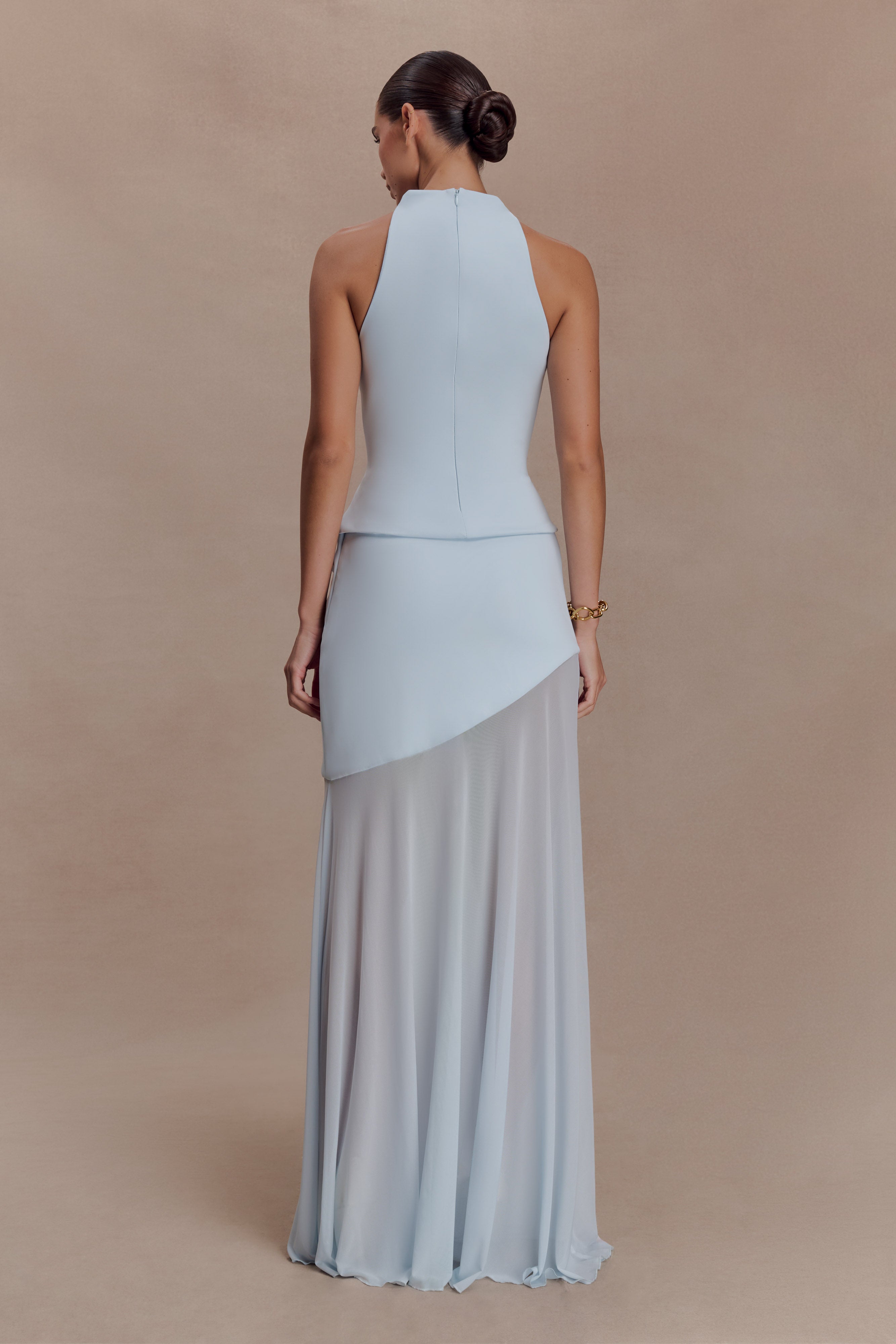 Alternative view of Portia Scuba And Mesh Maxi Skirt - Pale Blue