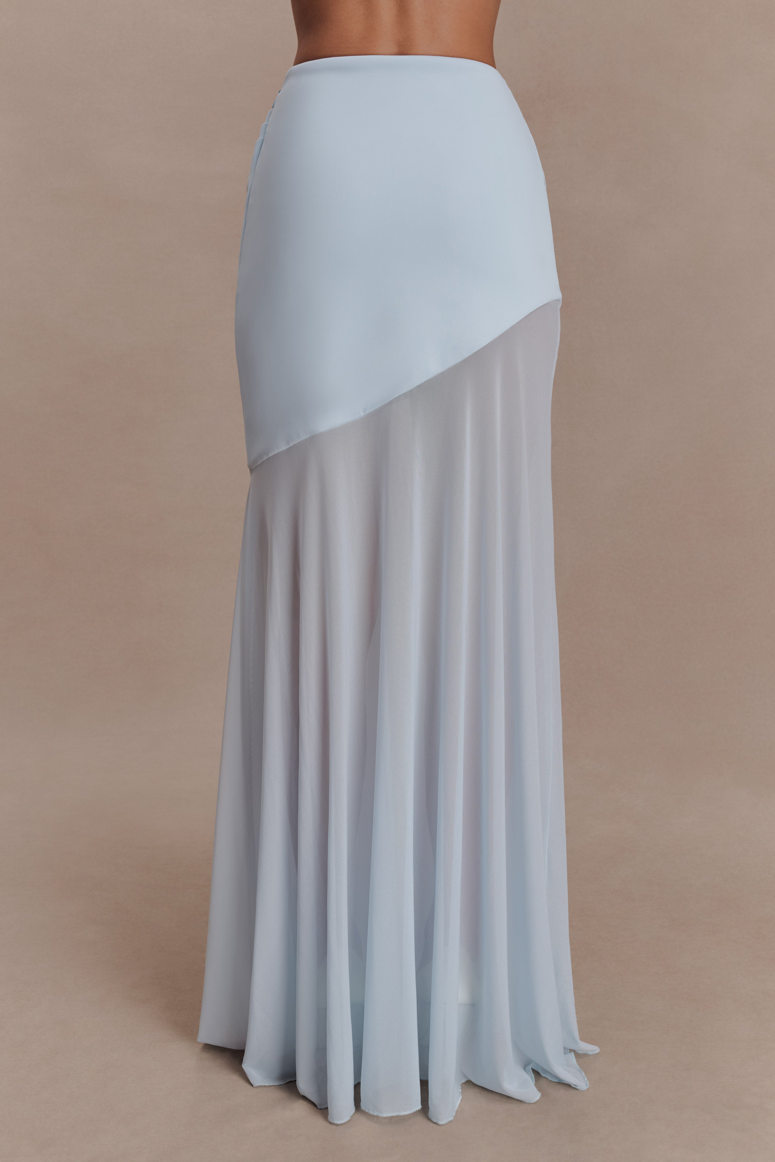 Portia Scuba And Mesh Maxi Skirt - Pale Blue - Image 5