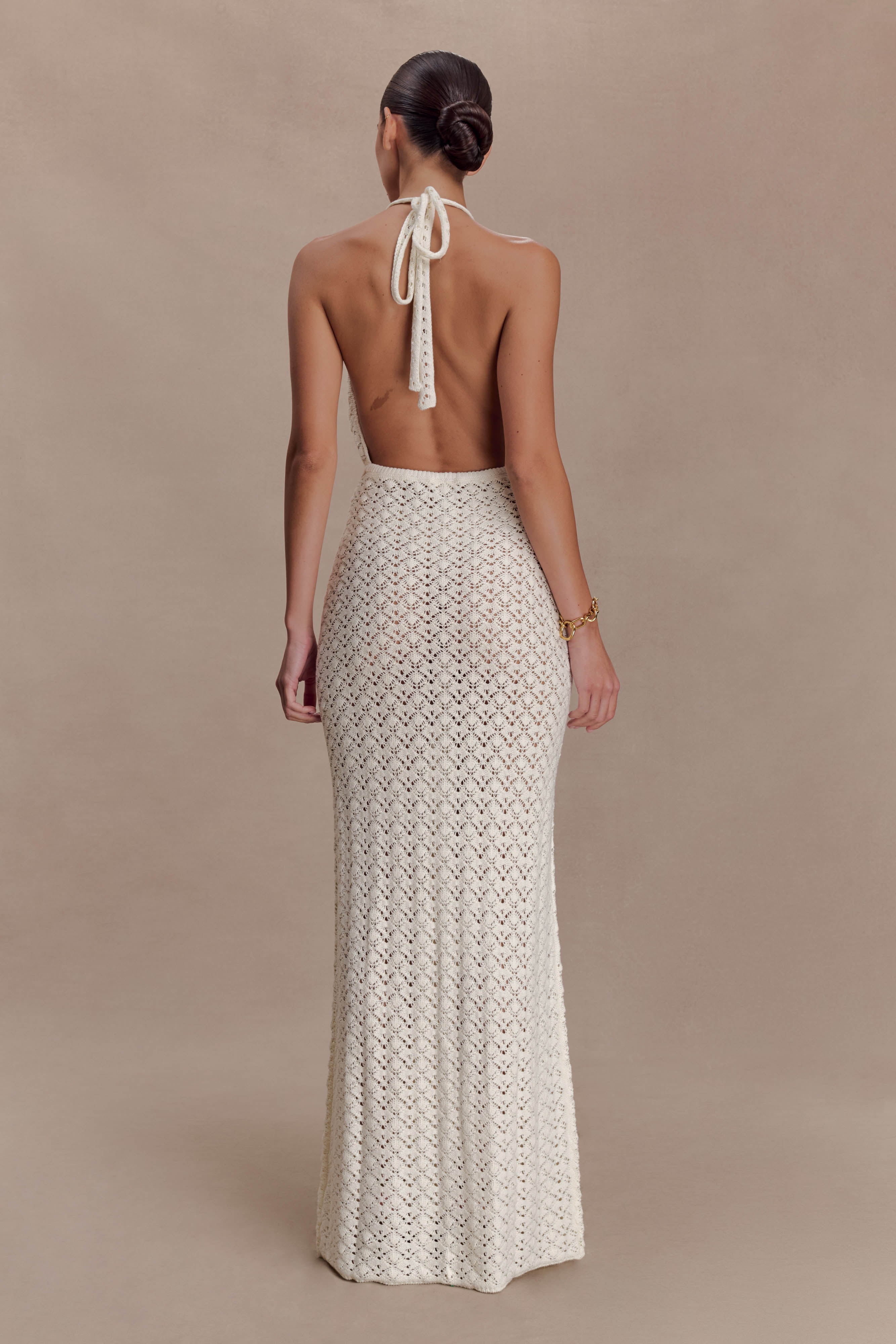 Alternative view of Deeliah Halterneck Crochet Maxi Dress -  Ivory