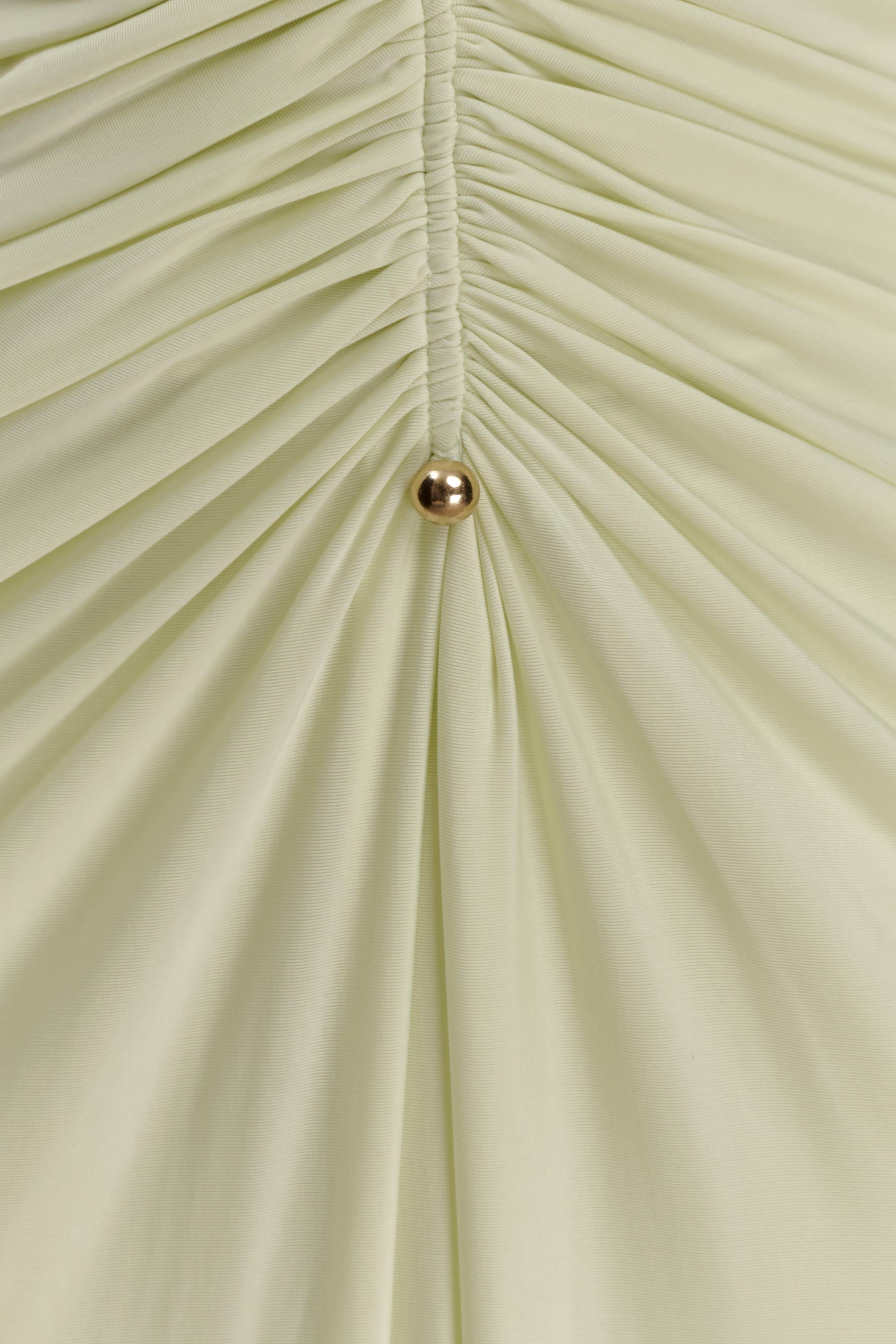 Perrie Slinky Ruched Maxi Dress - Pastel Lime - Image 5
