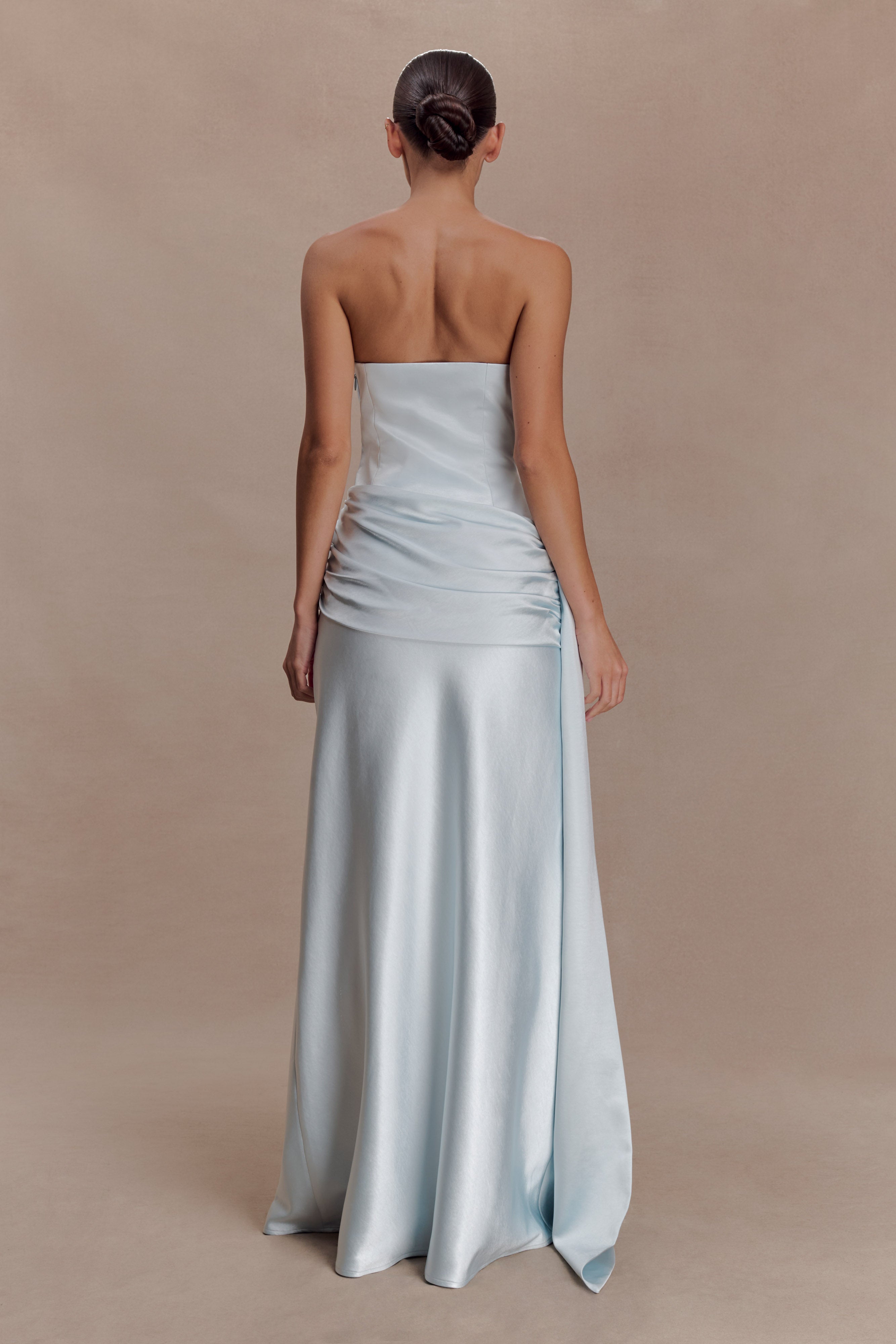 Alternative view of Sarah Strapless Maxi Dress With Waist Tie - Ice Blue