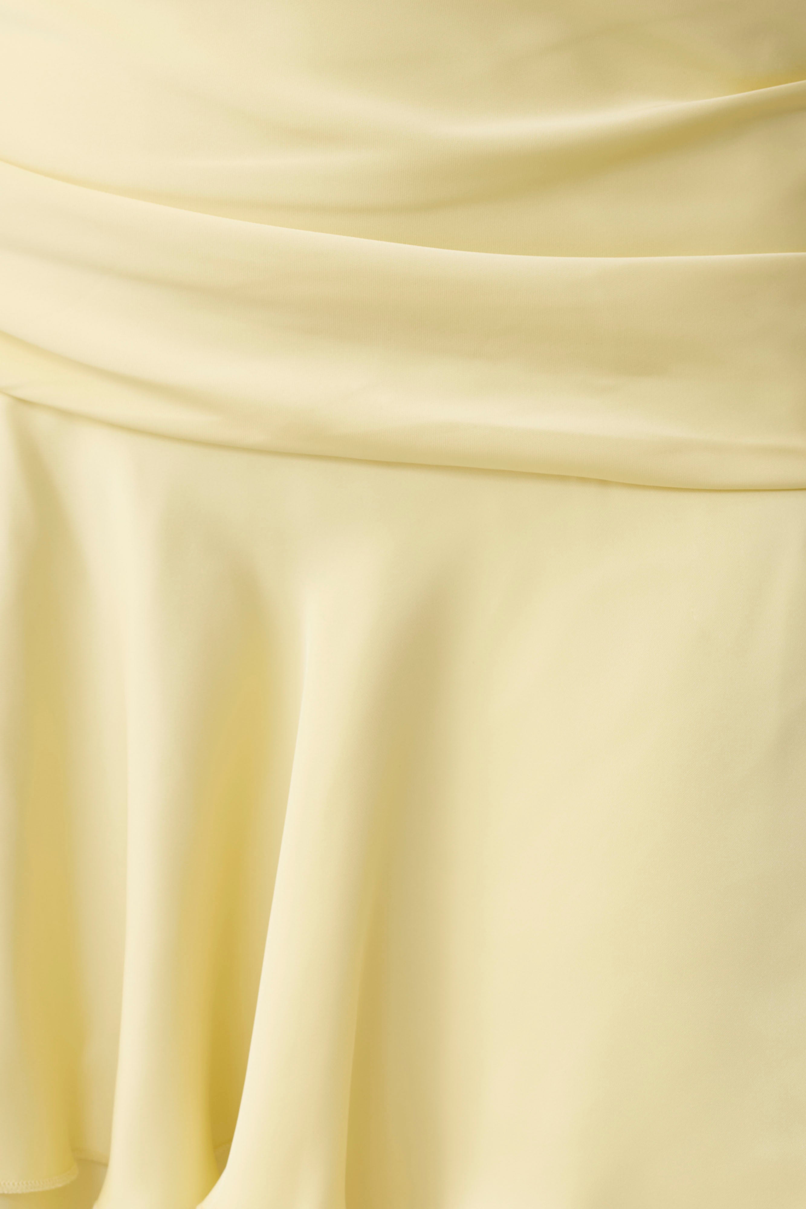 Poppy Satin Halter Mini Dress - Lemon - Image 7