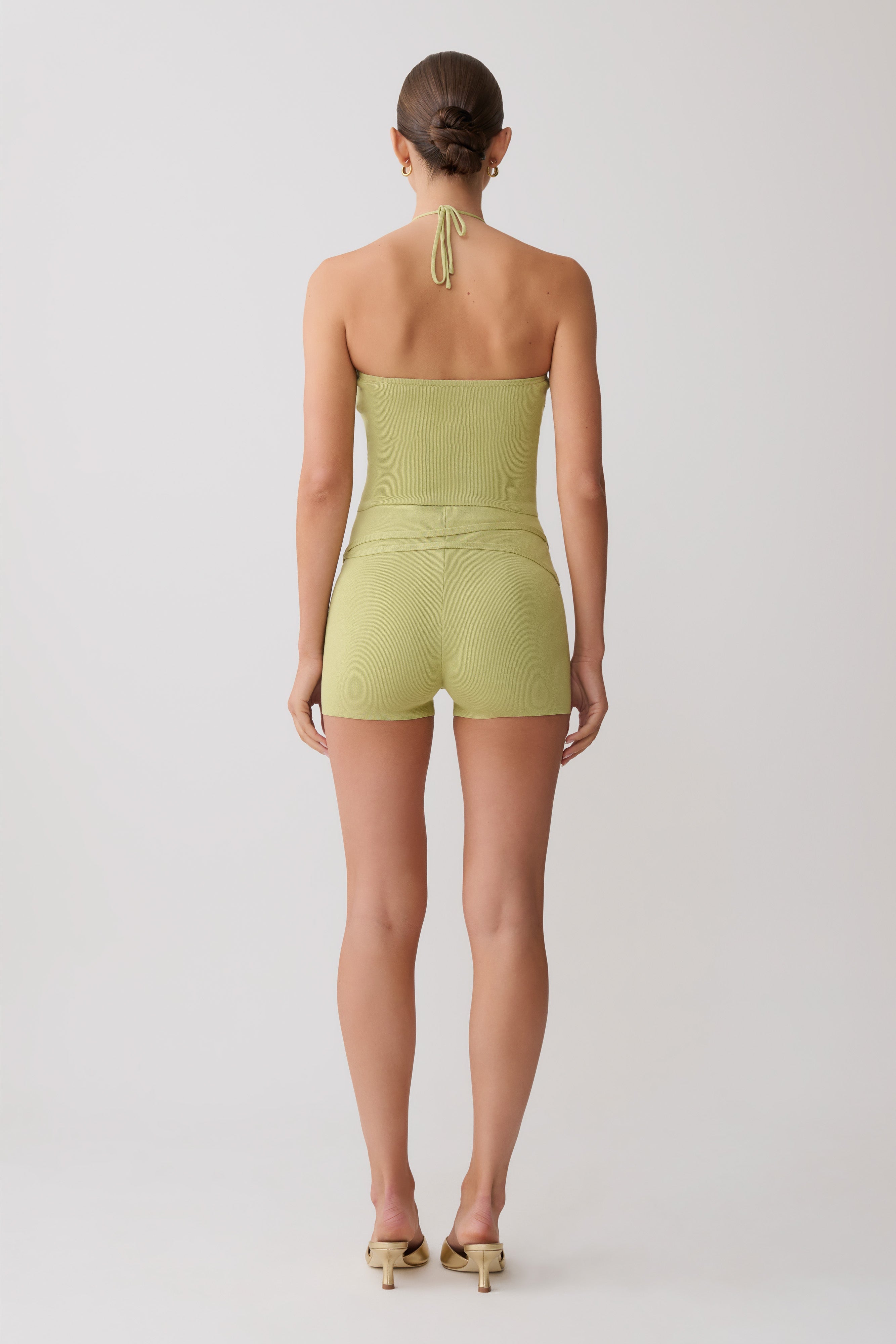 Alternative view of Dimitri Mini Knit Shorts With Belt - Light Olive
