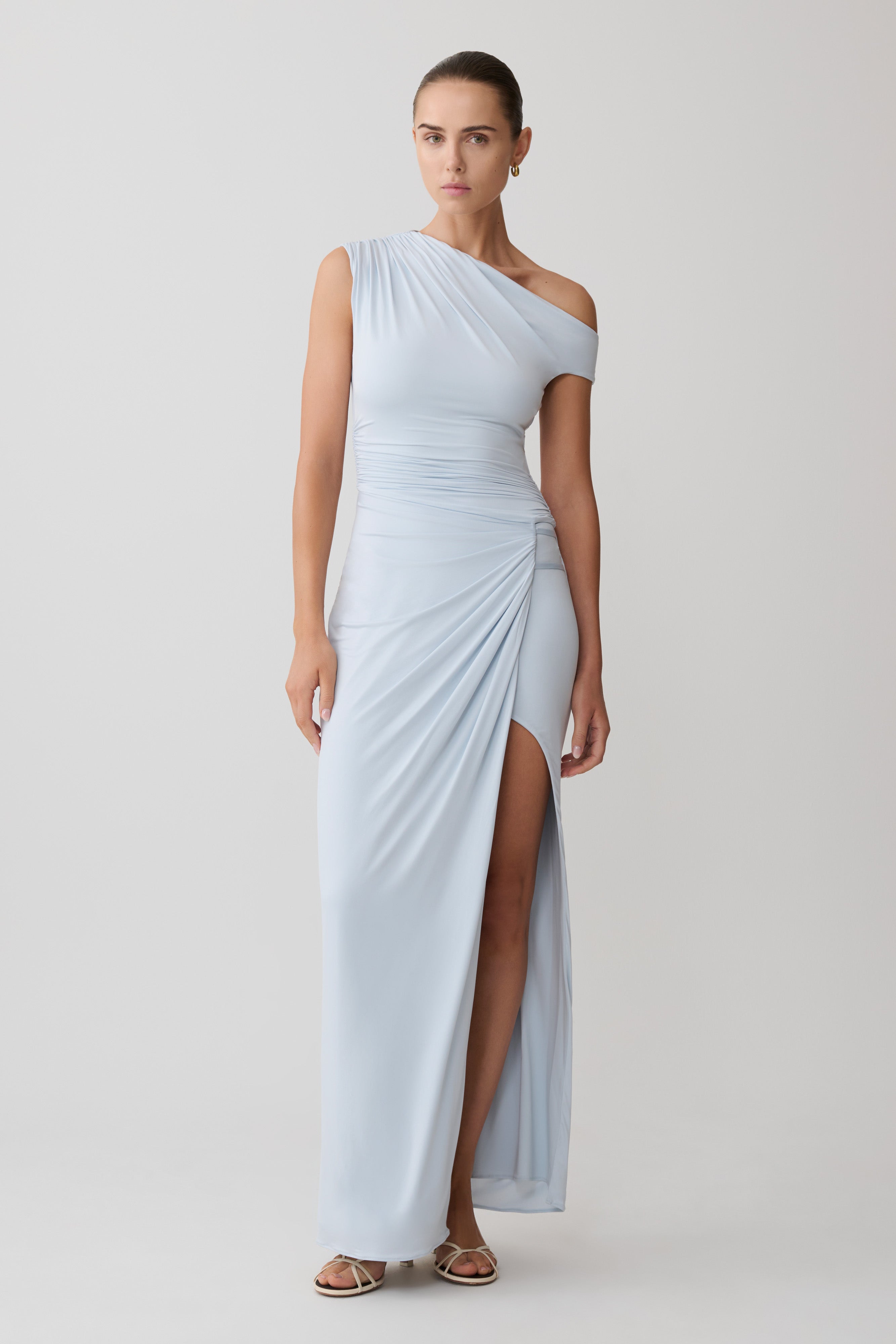 Alyn Off Shoulder Draped Maxi Dress - Pale Blue - Image 4