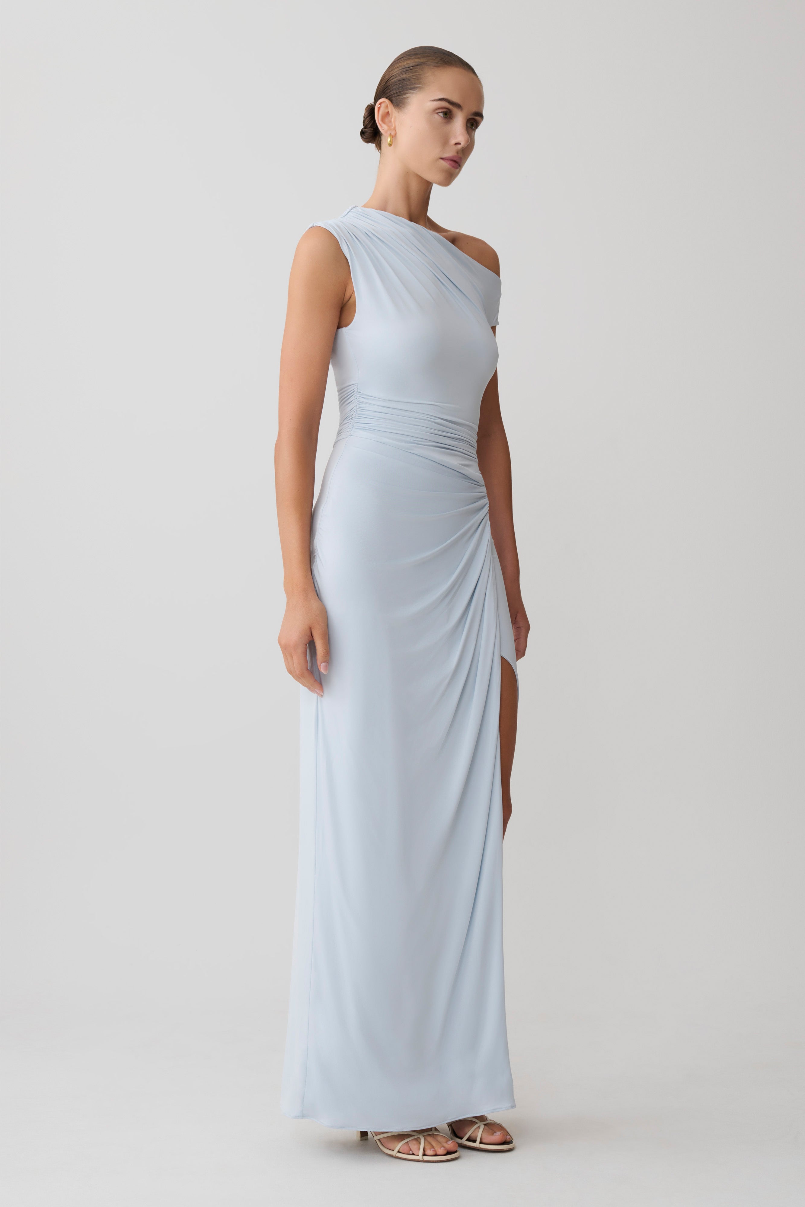 Alyn Off Shoulder Draped Maxi Dress - Pale Blue - Image 3