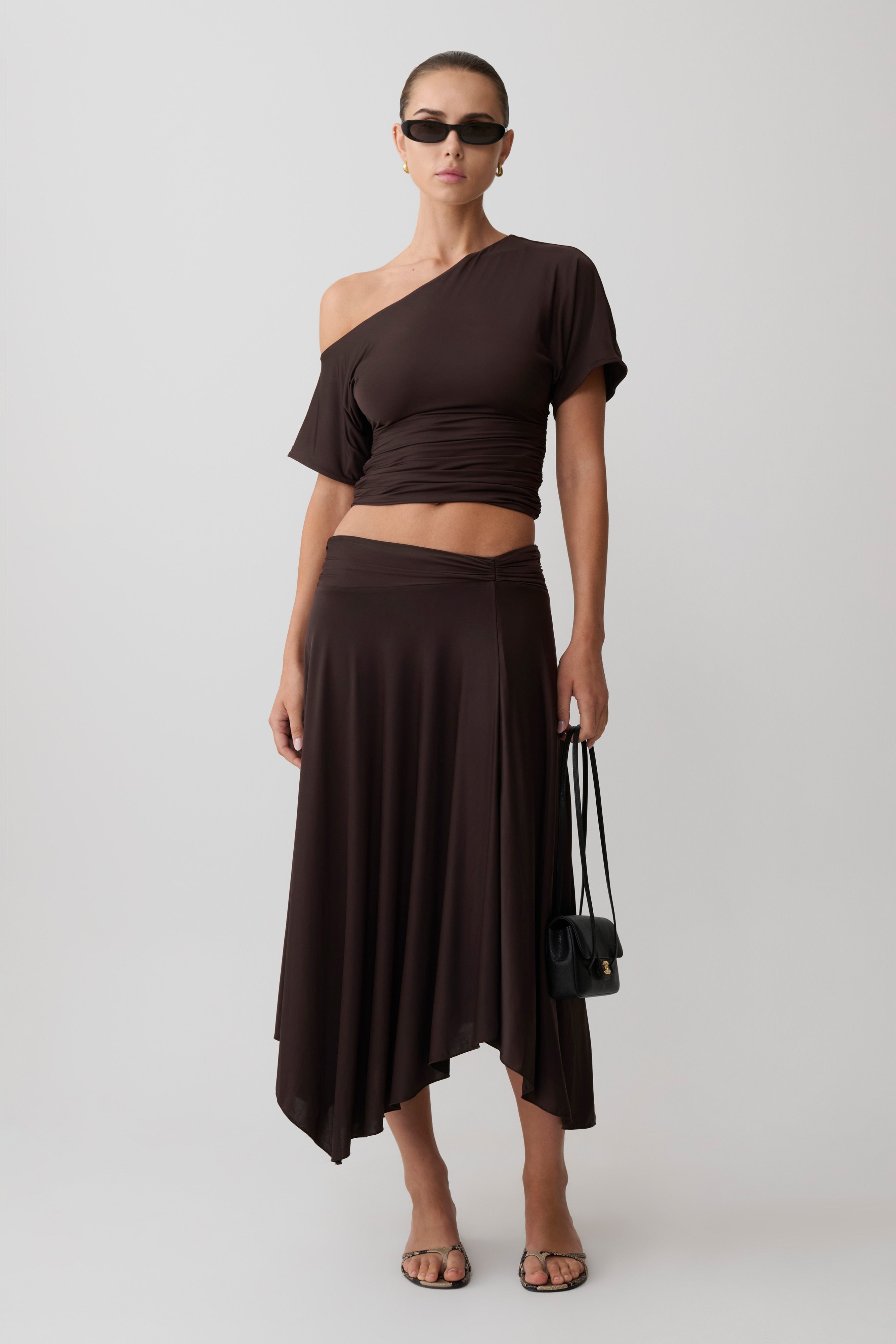 Luu Slinky Midi Skirt - Dark Chocolate - Image 3