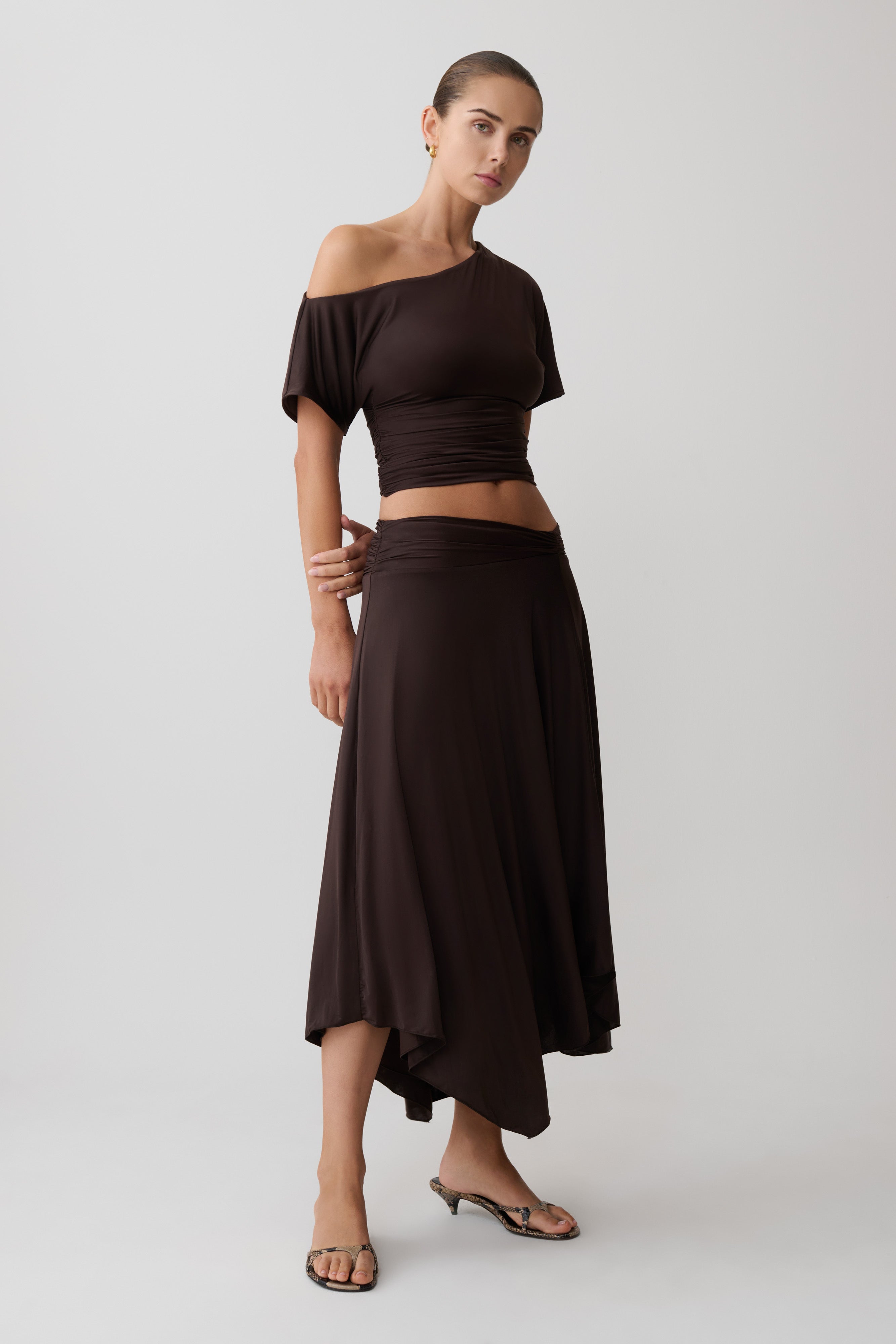Luu Slinky Midi Skirt - Dark Chocolate - Image 4