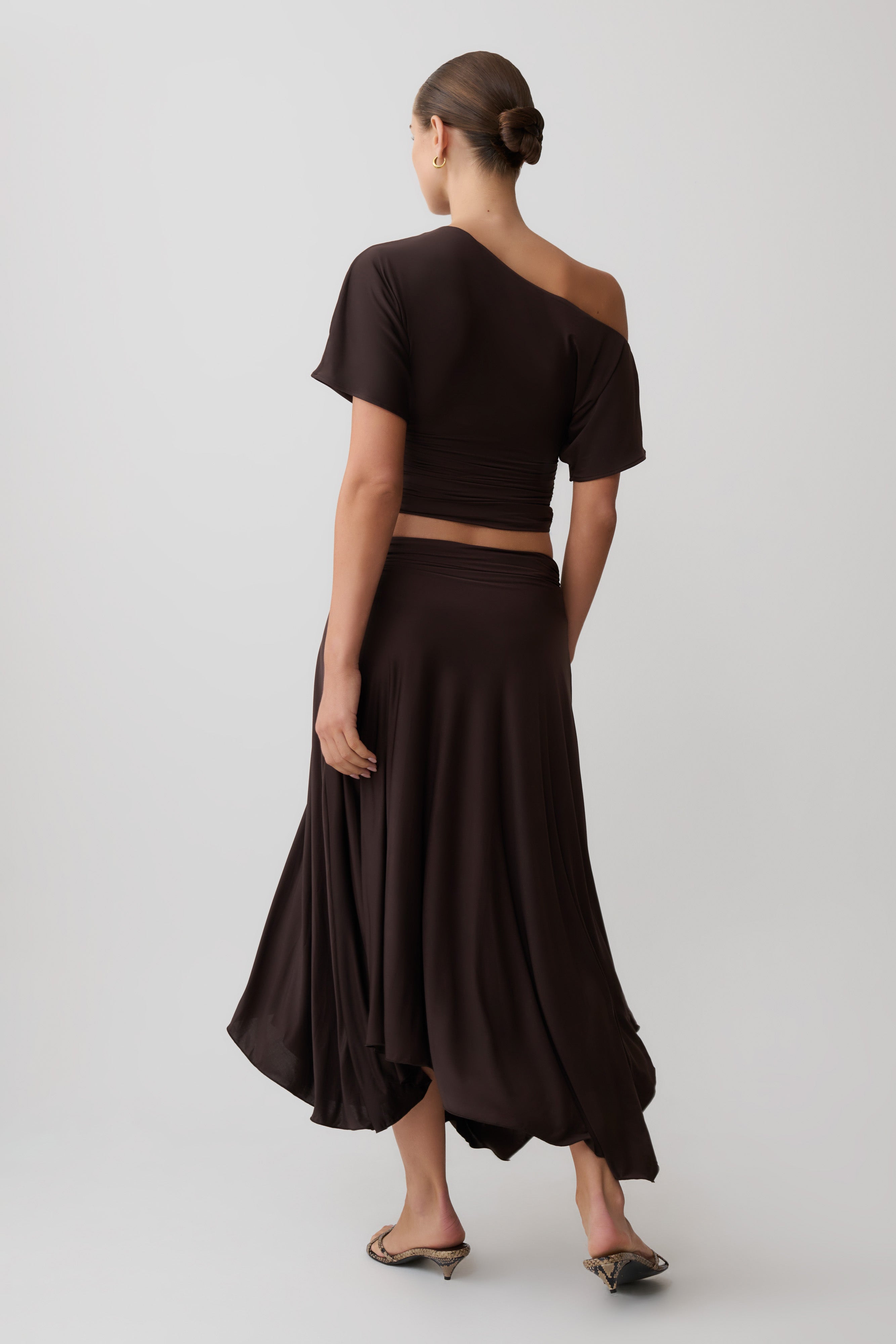 Alternative view of Luu Slinky Midi Skirt - Dark Chocolate