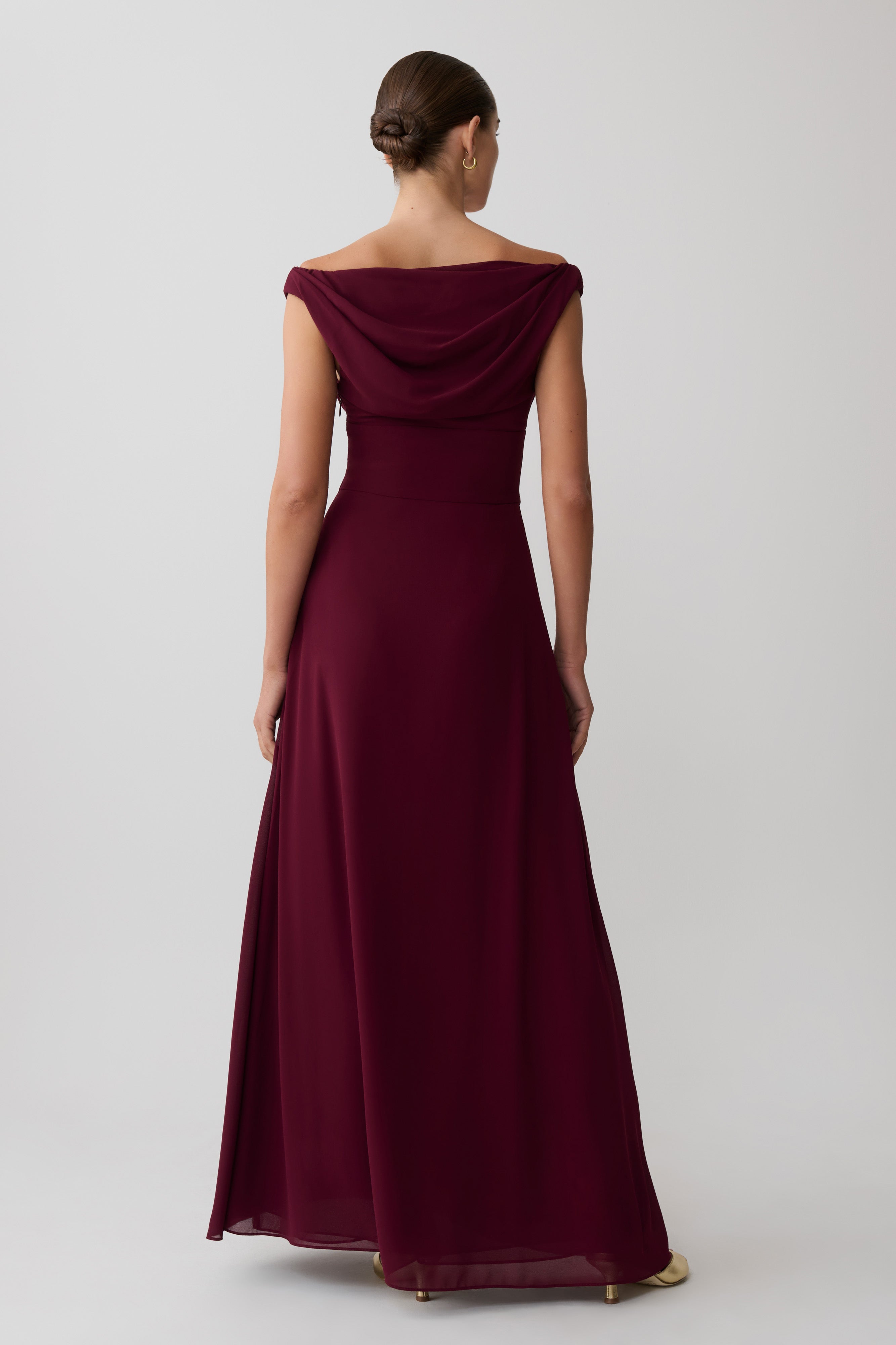 Alternative view of Mabel Off Shoulder Chiffon Maxi Dress - Merlot