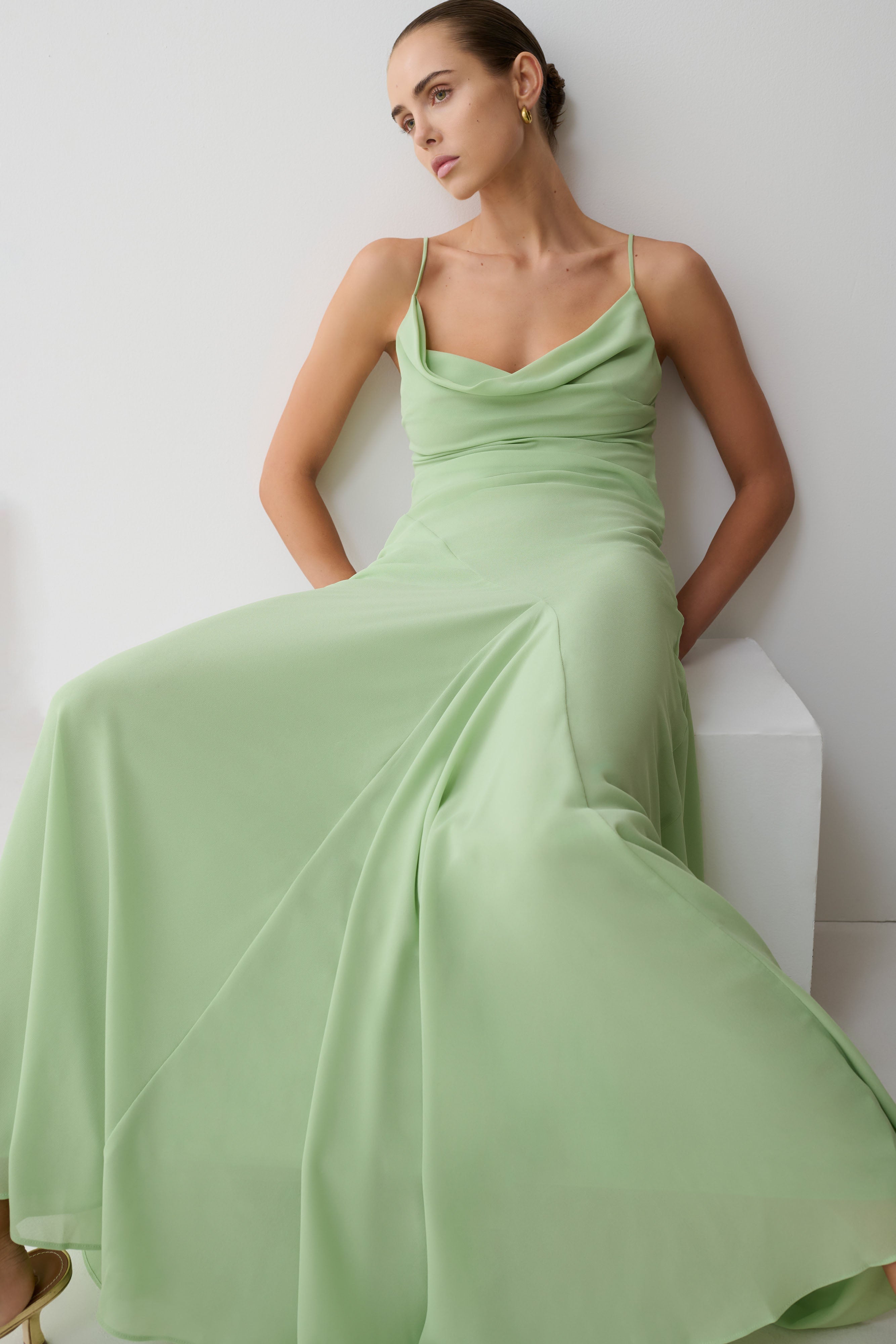 Aurelia Chiffon Maxi Dress - Sage - Image 6