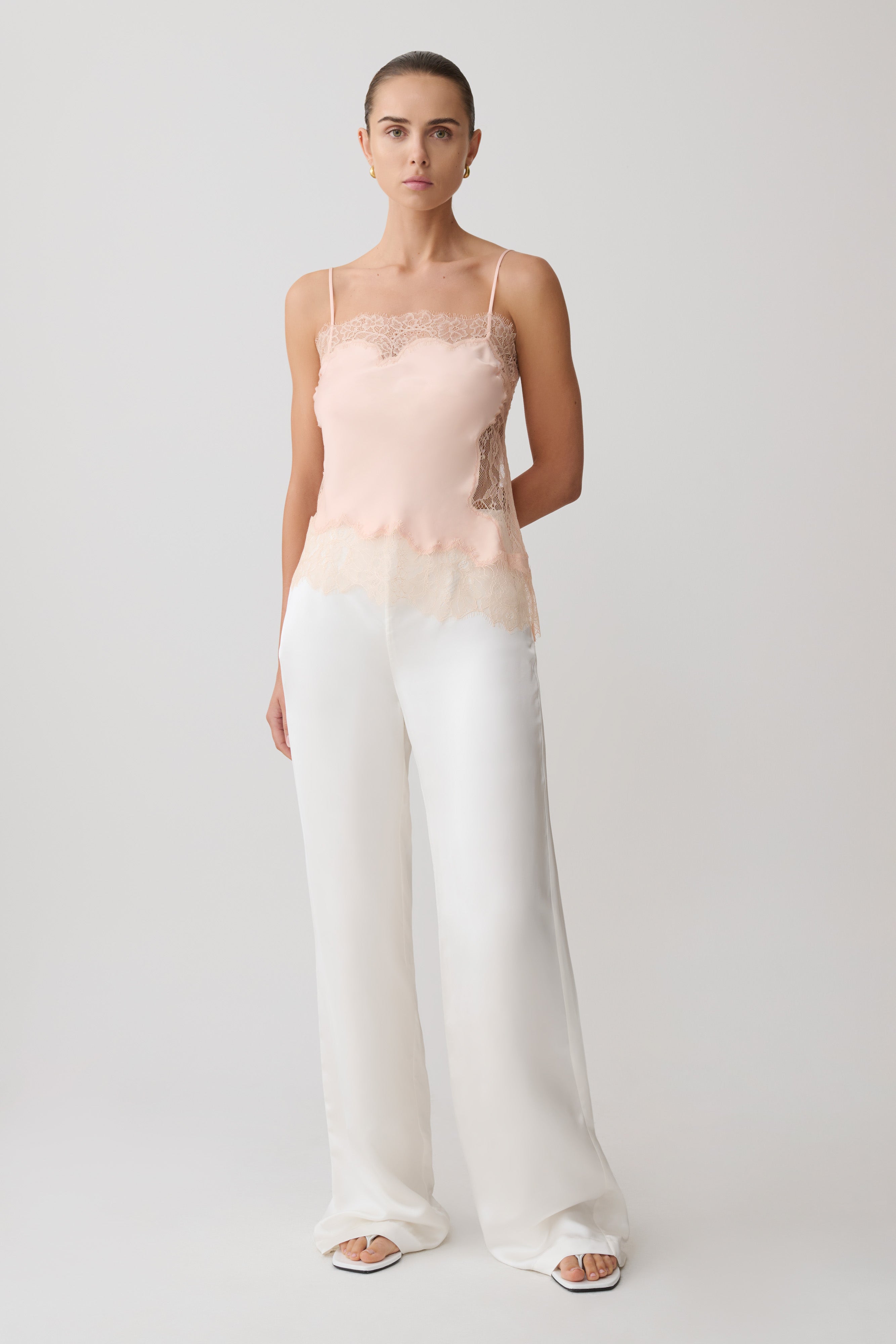 Miriam Satin & Lace Camisole - Peach - Image 9