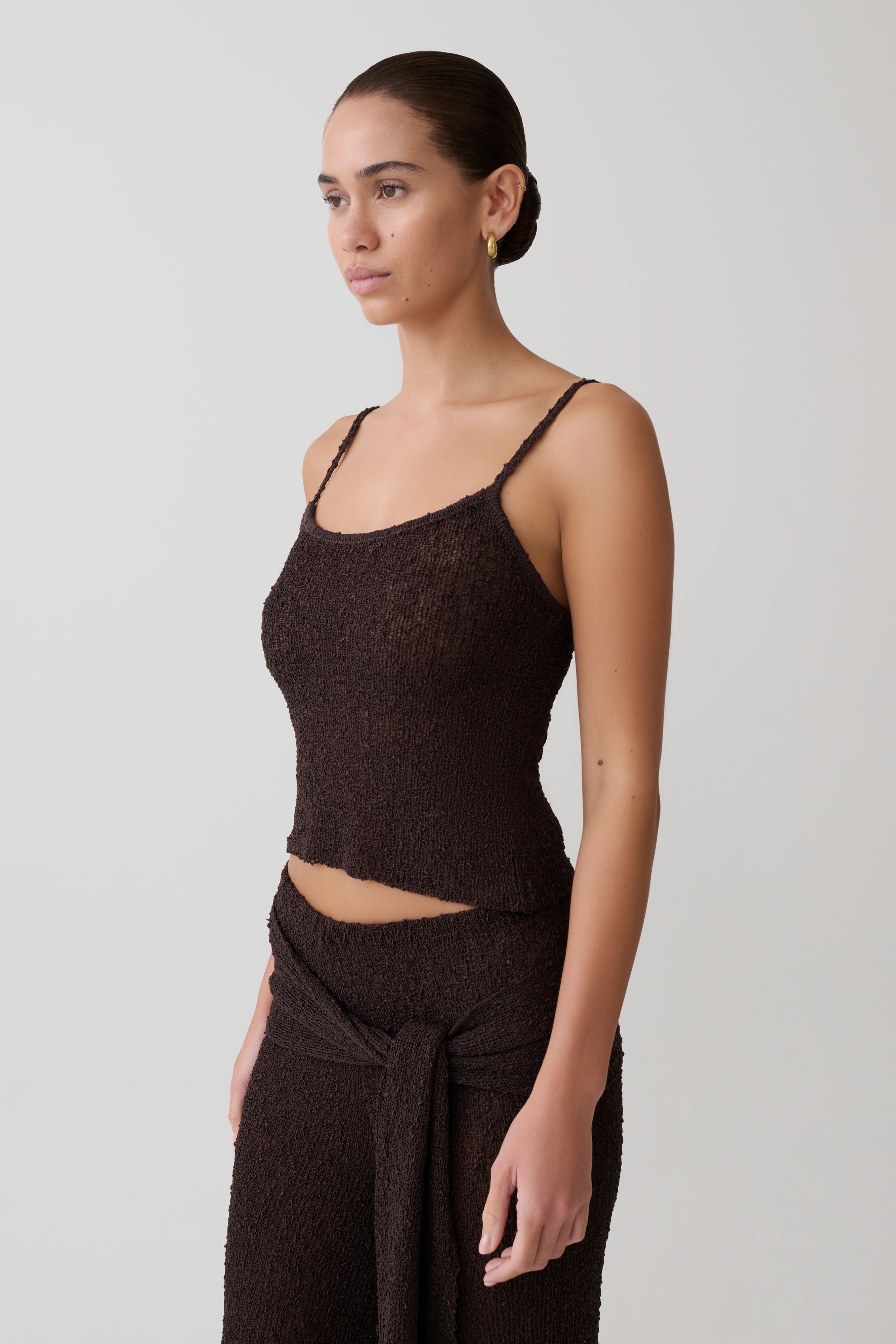 Mattais Boucle Knit Top - Dark Chocolate - Image 3