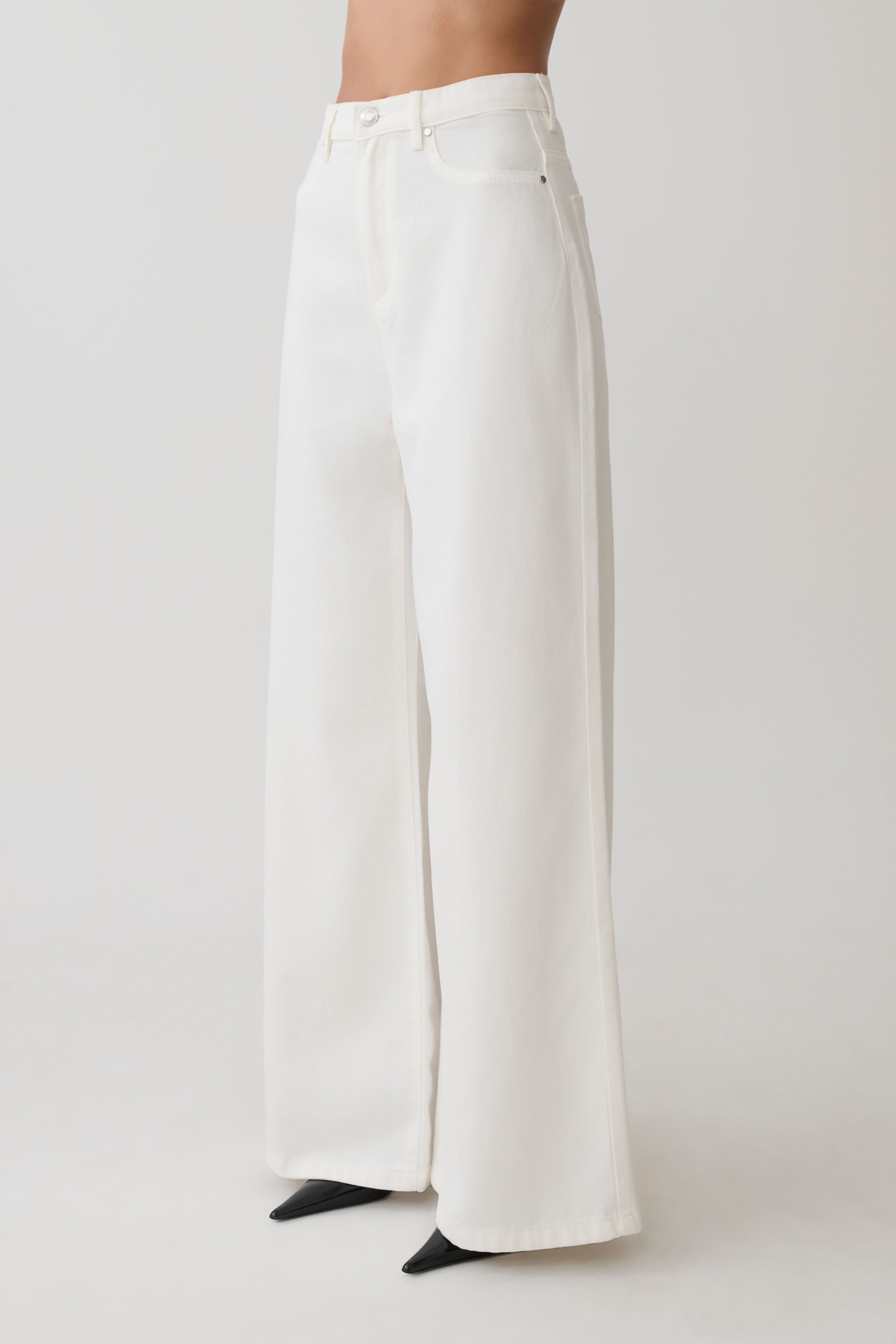 Shae Wide Leg Denim Jeans - White - Image 7