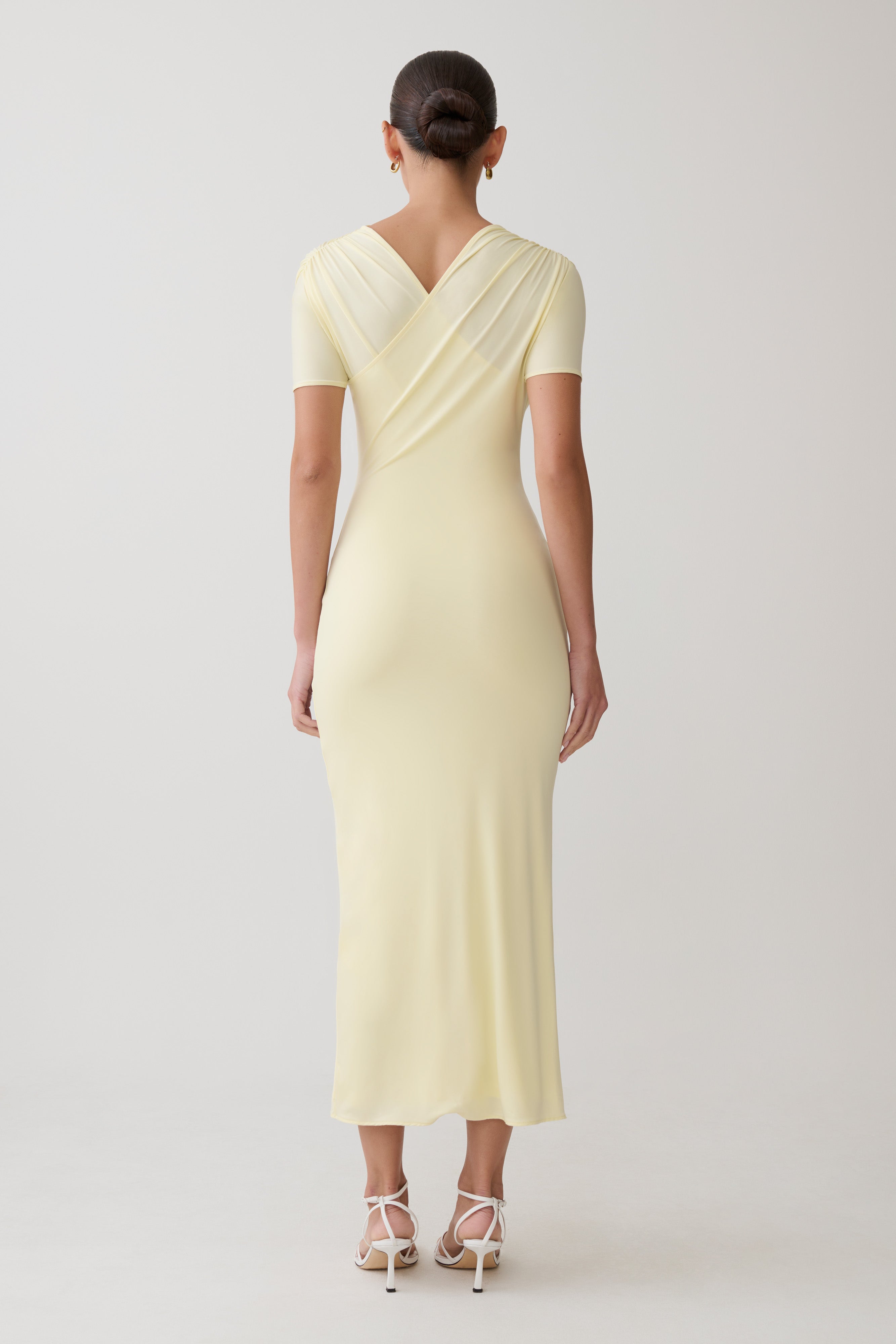 Alternative view of Junie Cross-Over Neck Slinky Maxi Dress - Lemon