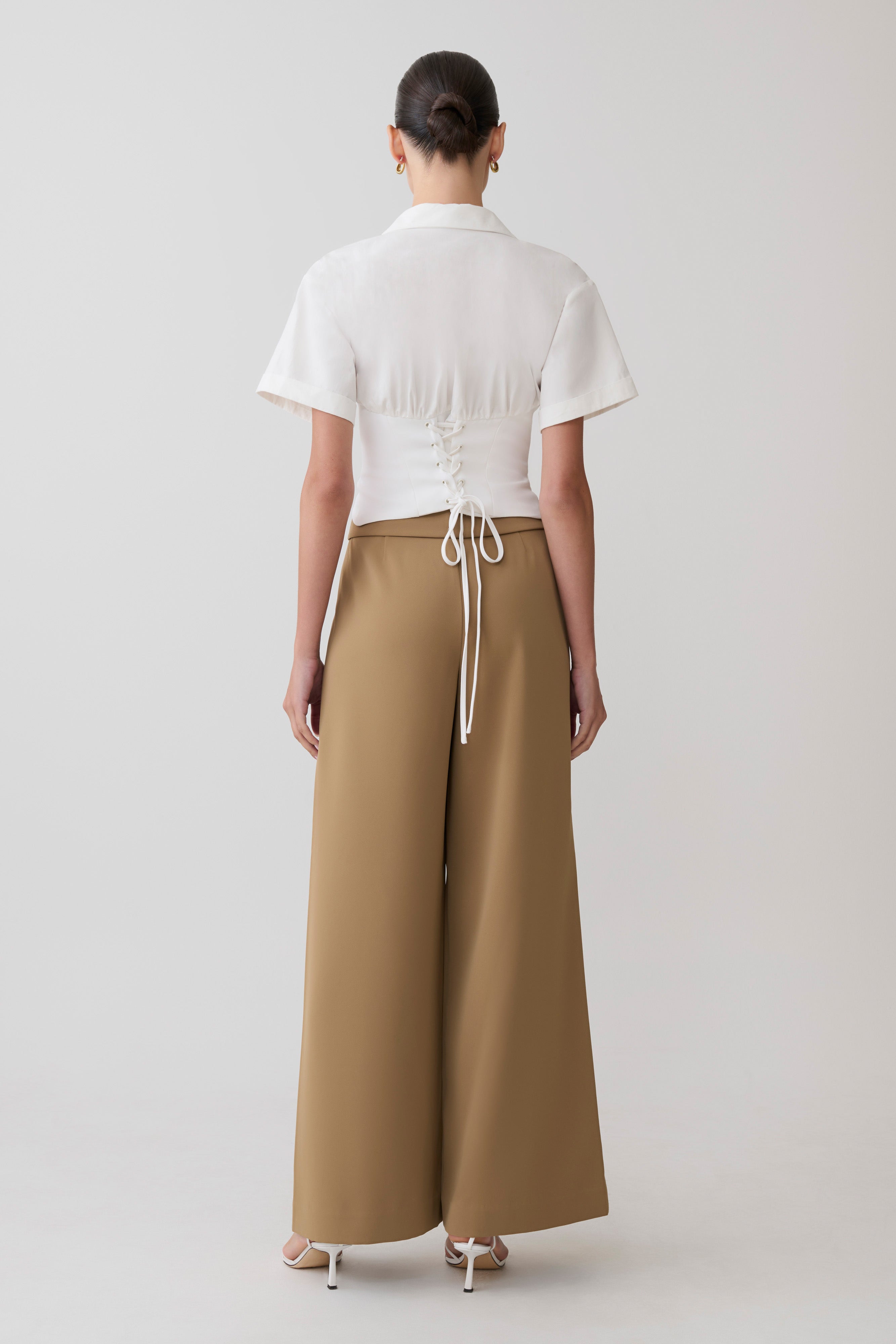 Noelia Tie Back Short Sleeve Shirt - White - Image 5