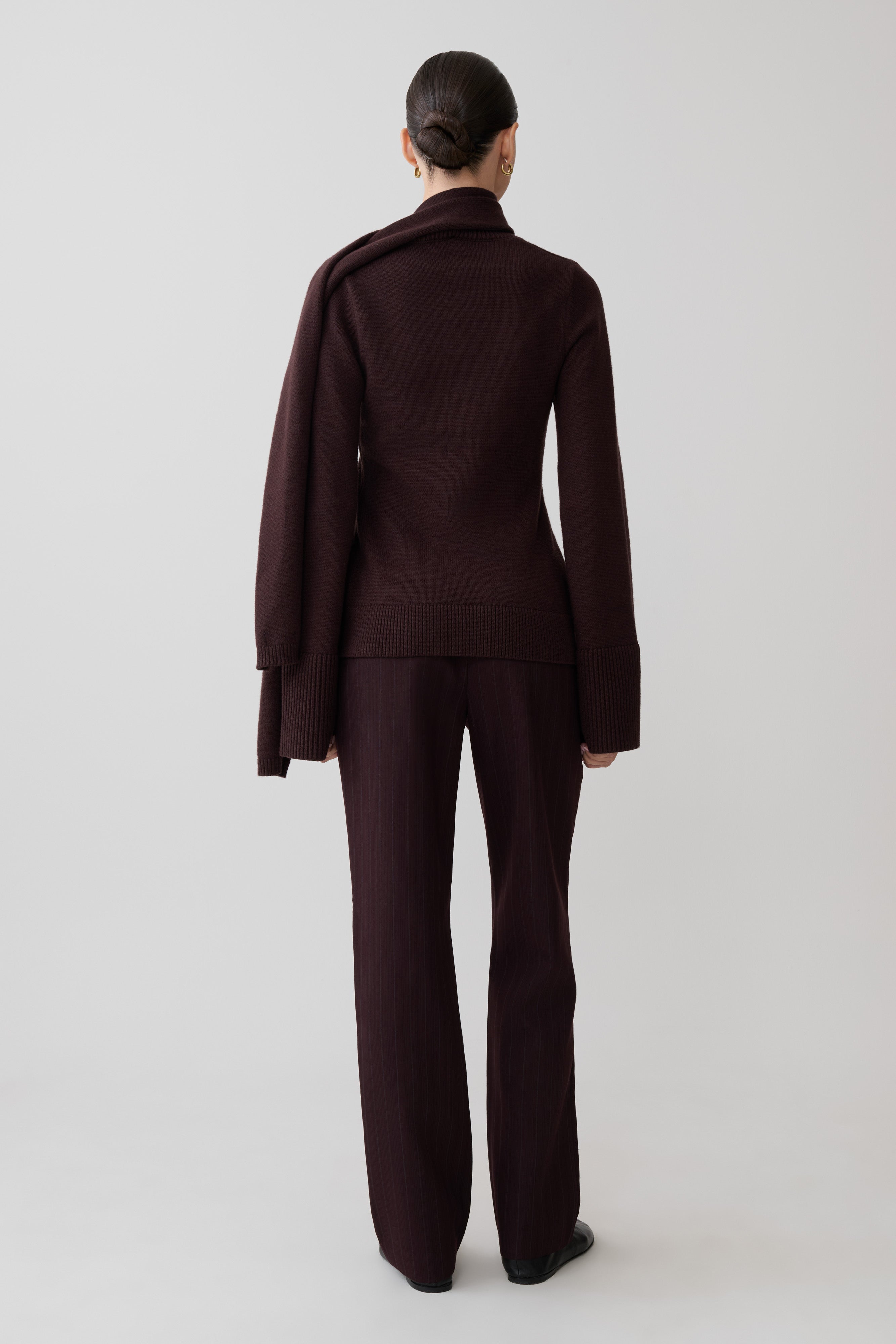Alternative view of Lara Knit Cardigan With Scarf - Chocolate