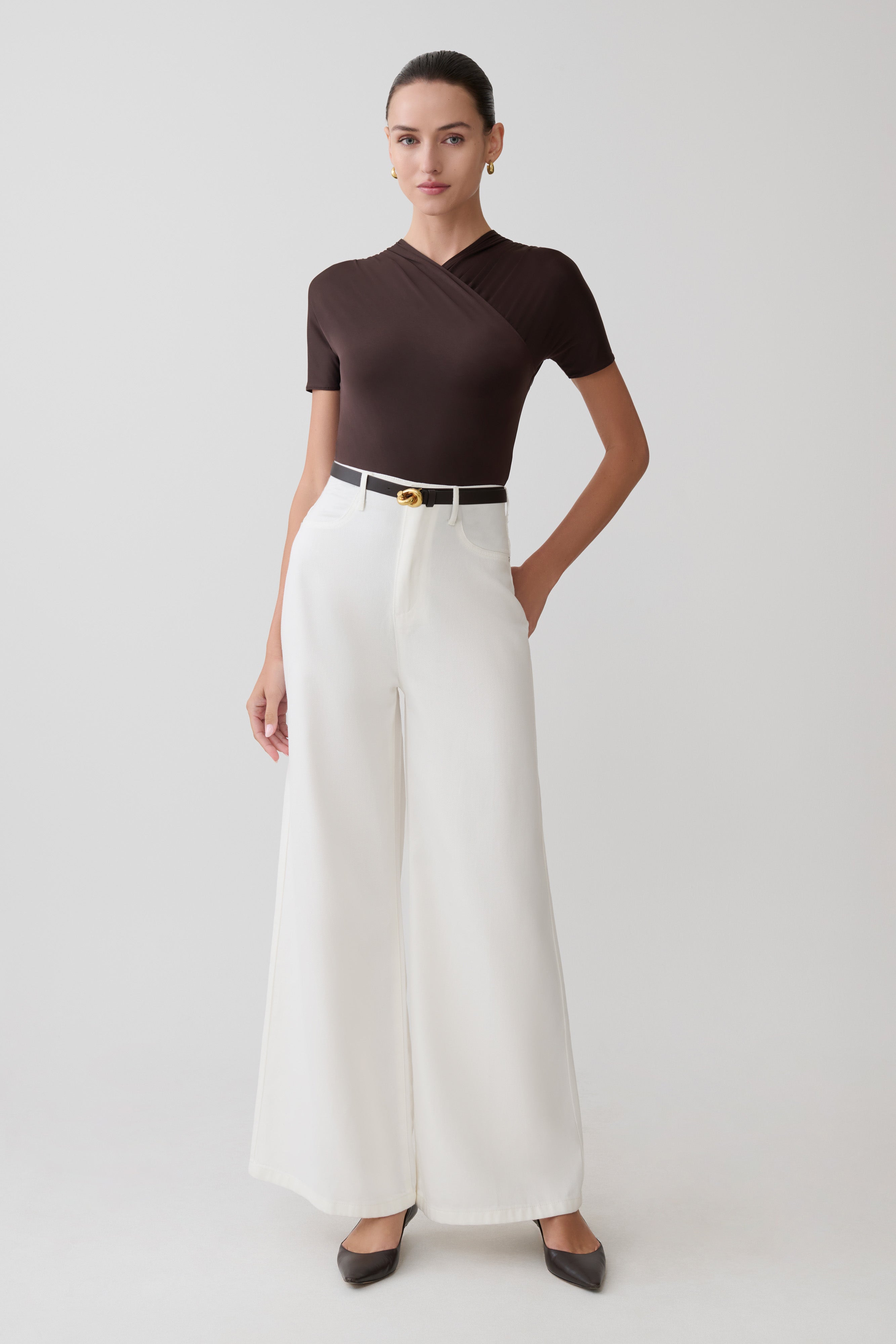 Shae Wide Leg Denim Jeans - White - Image 4