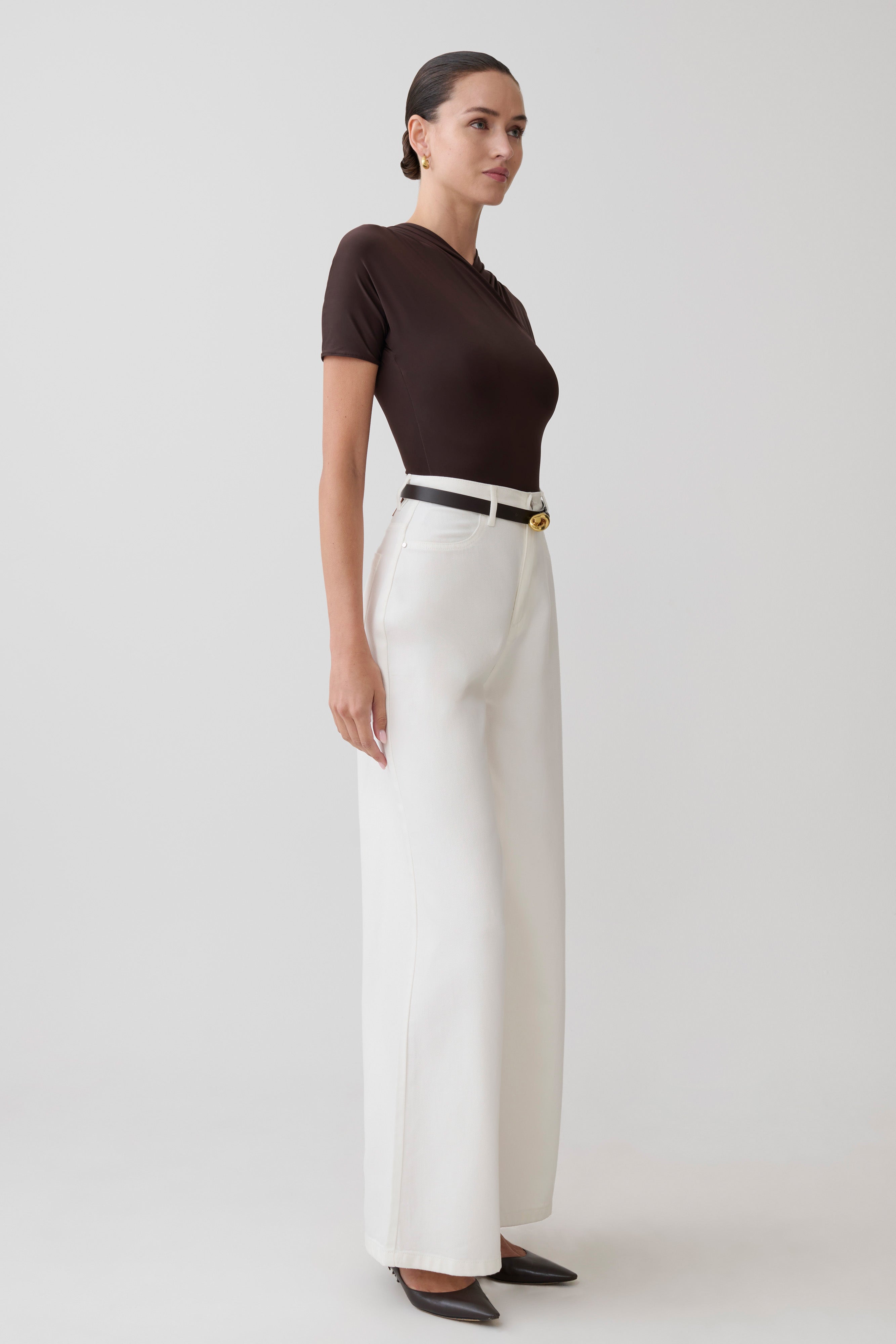 Alternative view of Shae Wide Leg Denim Jeans - White