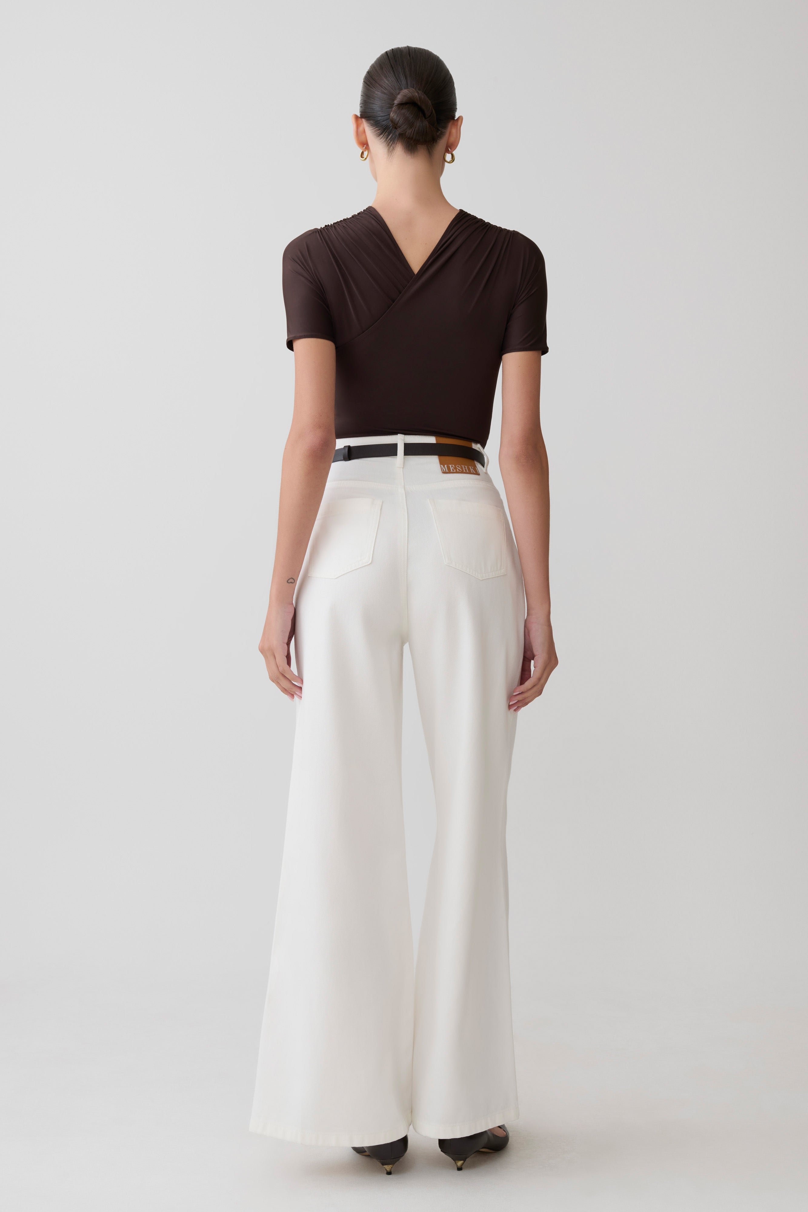 Shae Wide Leg Denim Jeans - White - Image 3