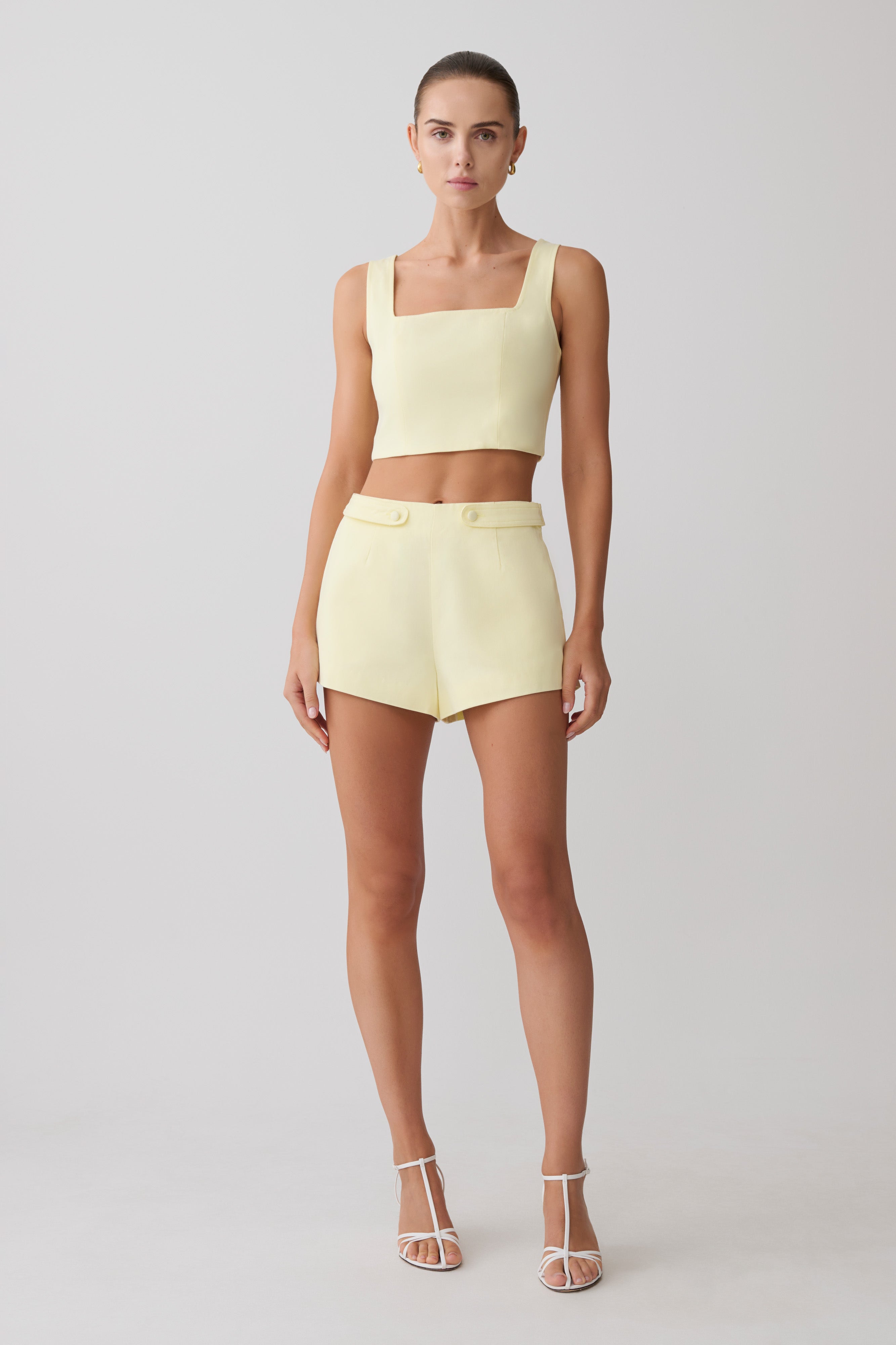 Josephine Crop Top With Open Back - Lemon - Image 4