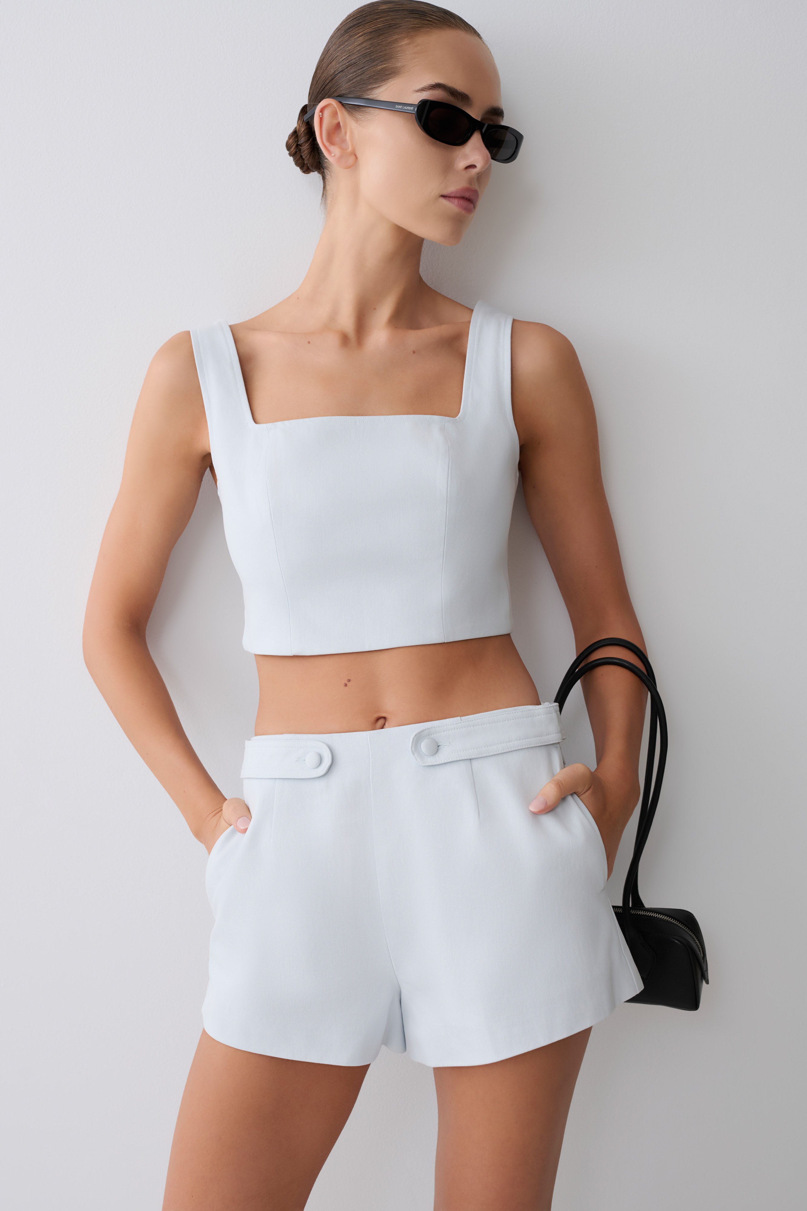 Josephine Cotton Shorts With Waistbands - Ice Blue - Image 3