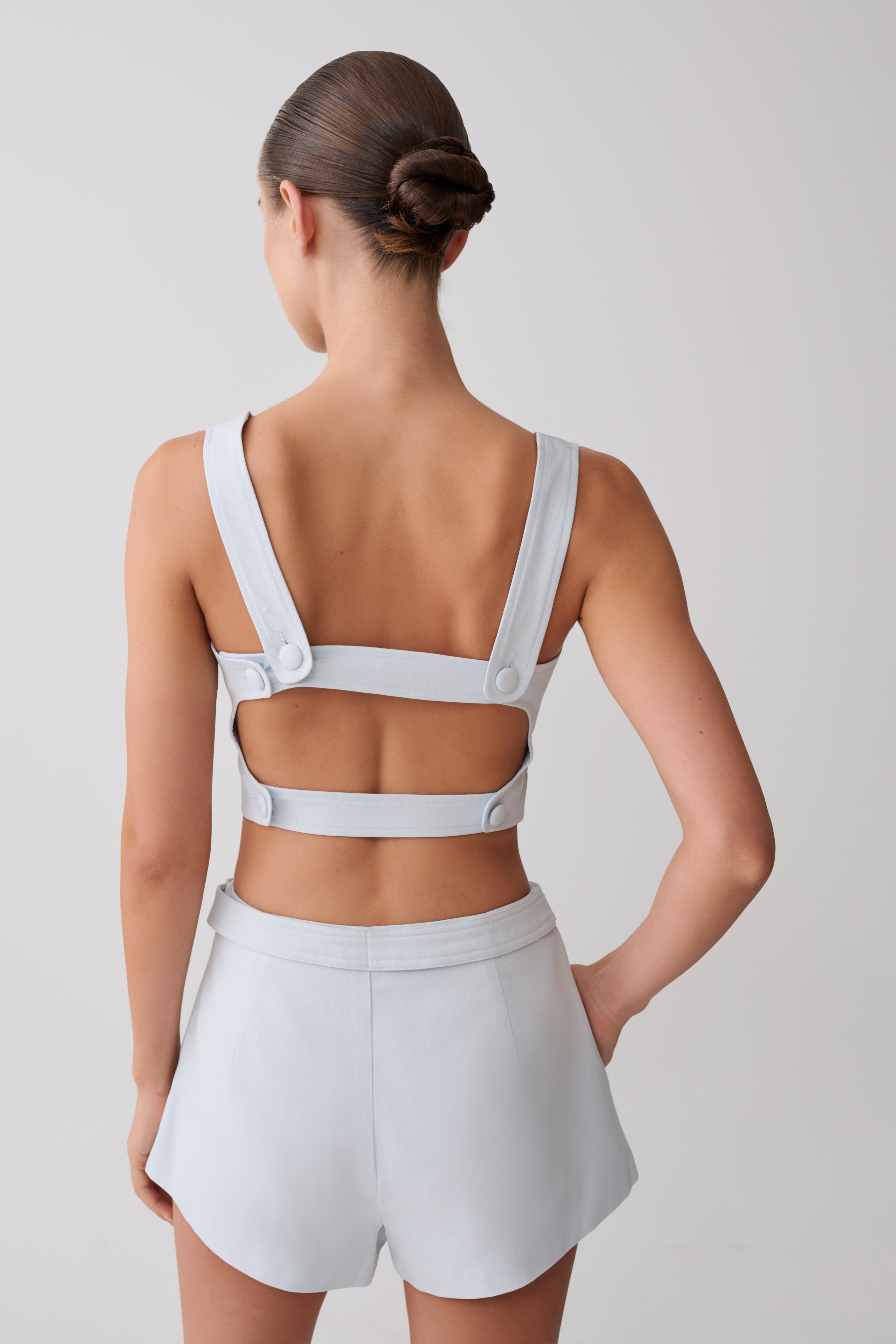 Alternative view of Josephine Crop Top With Open Back - Ice Blue