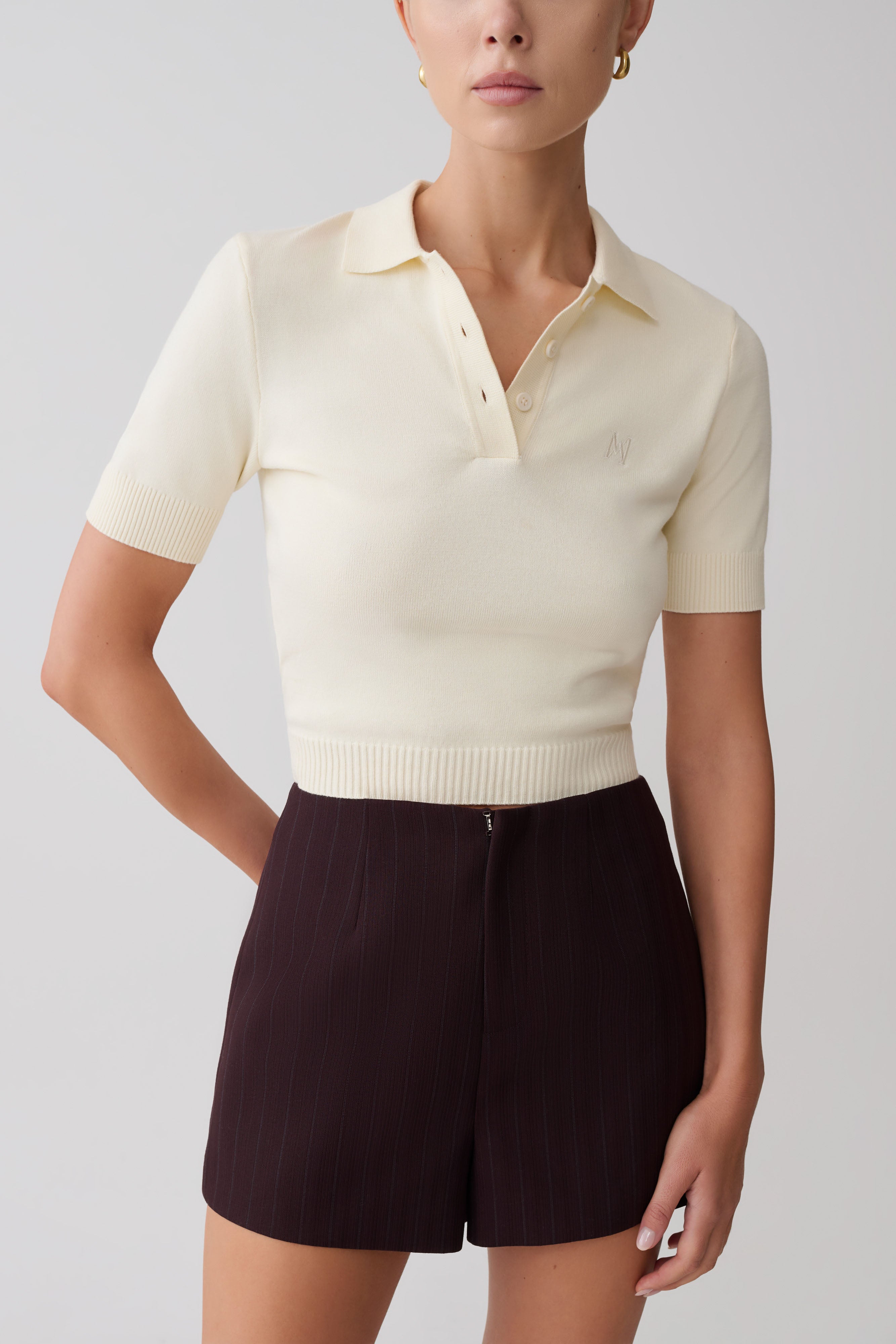 Agatha Suiting Shorts - Plum Pinstripe - Image 8