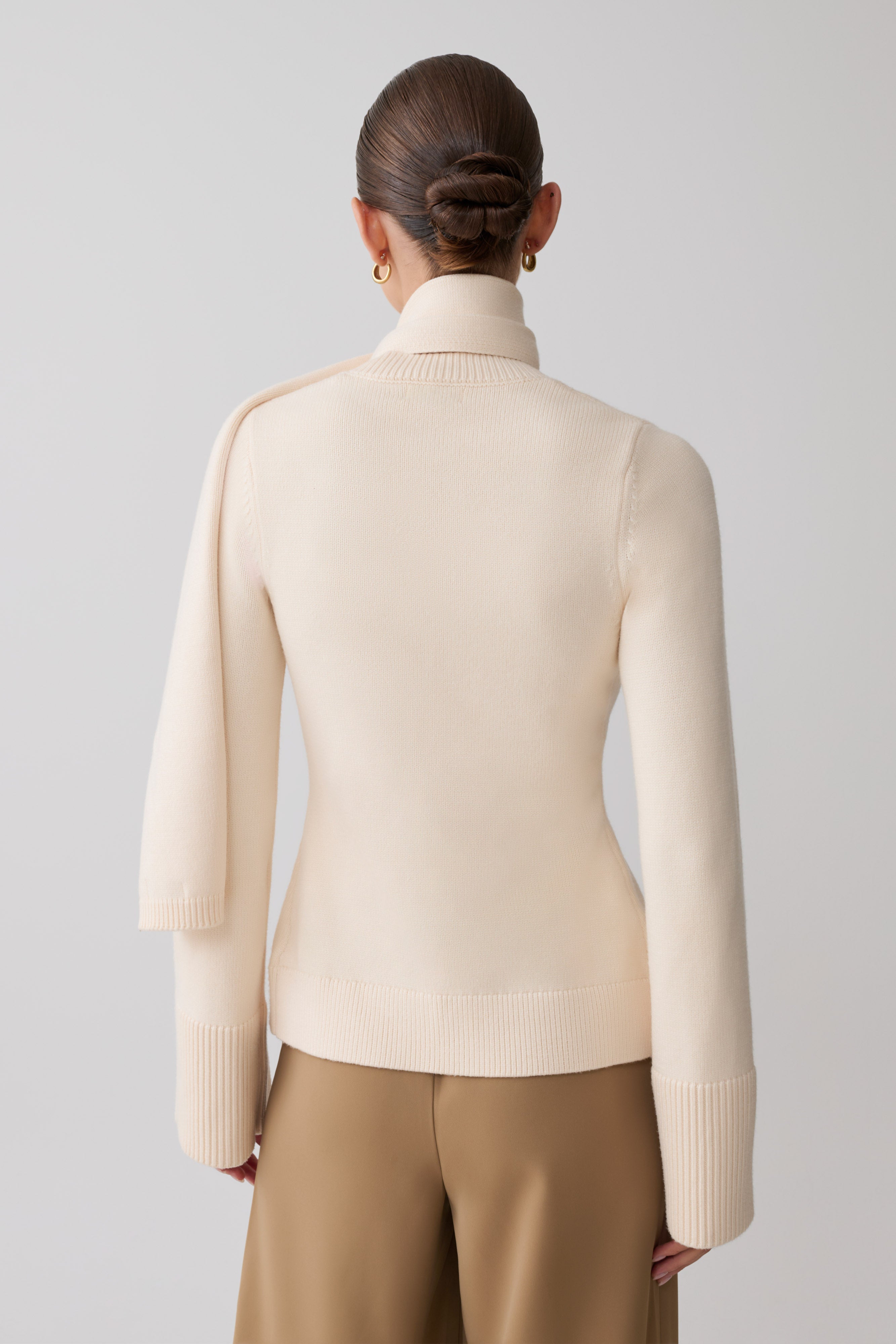 Alternative view of Lara Knit Cardigan With Scarf - Ivory