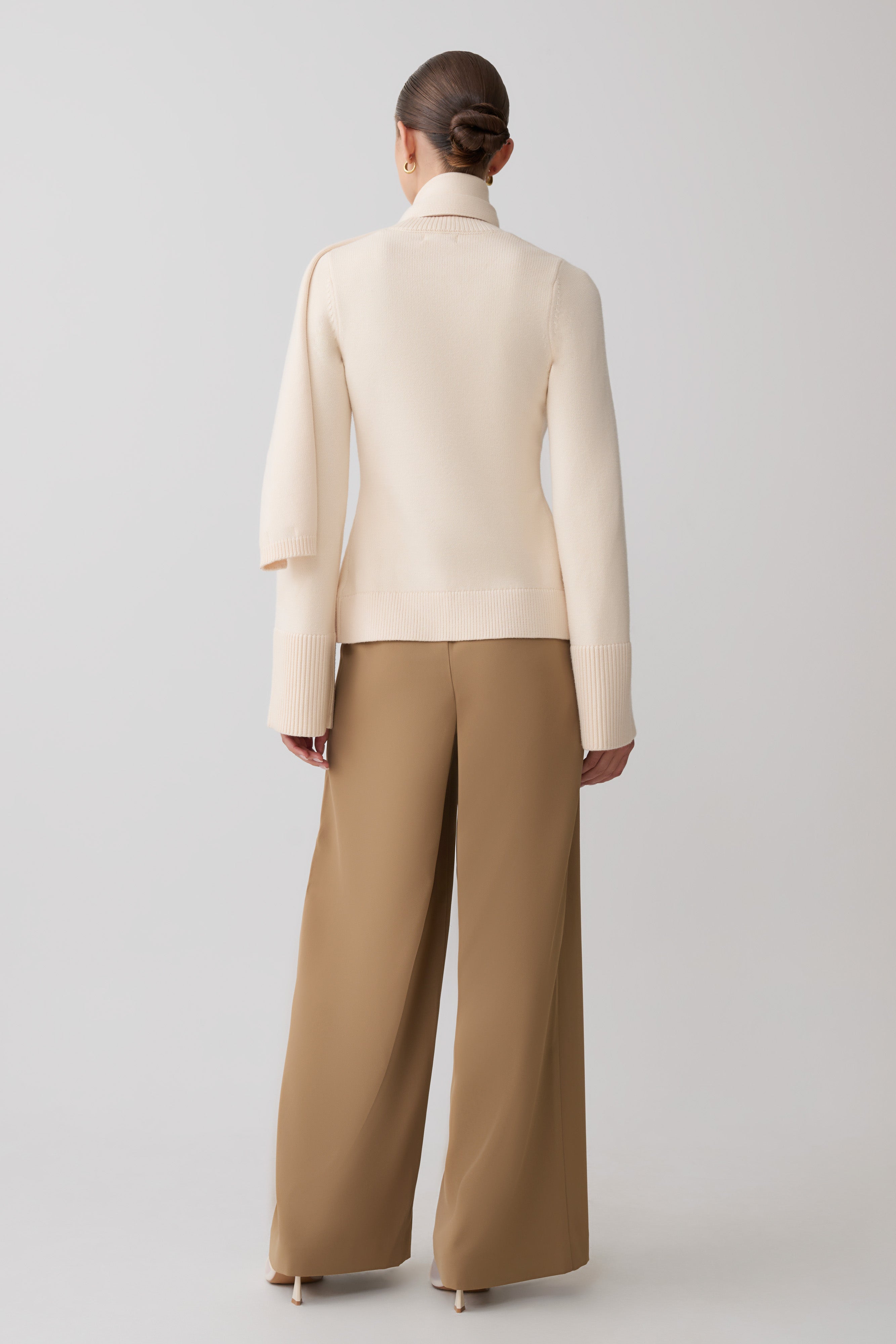 Lara Knit Cardigan With Scarf - Ivory - Image 6