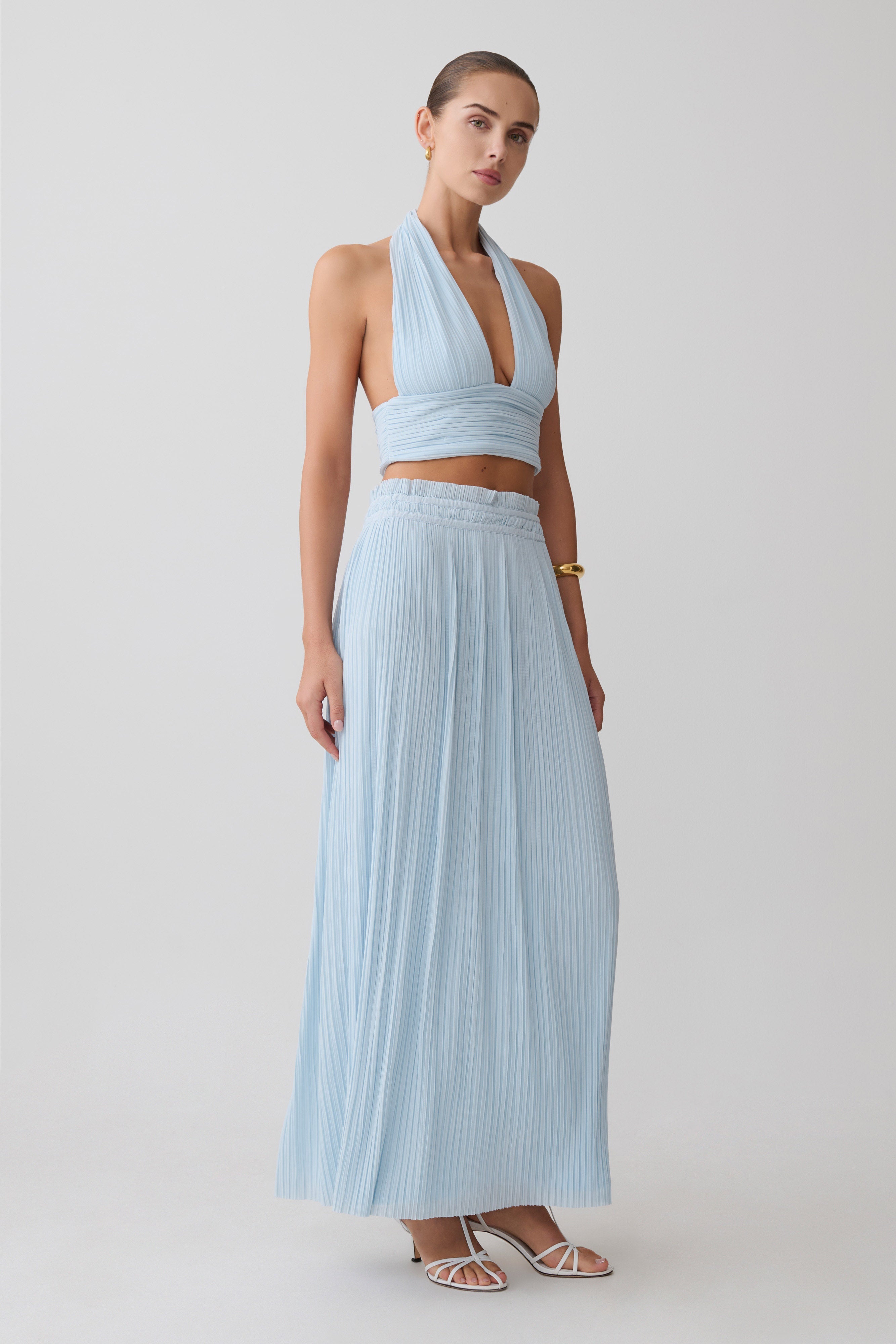 Alternative view of Amaris Gathered Plisse Maxi Skirt - Pale Blue