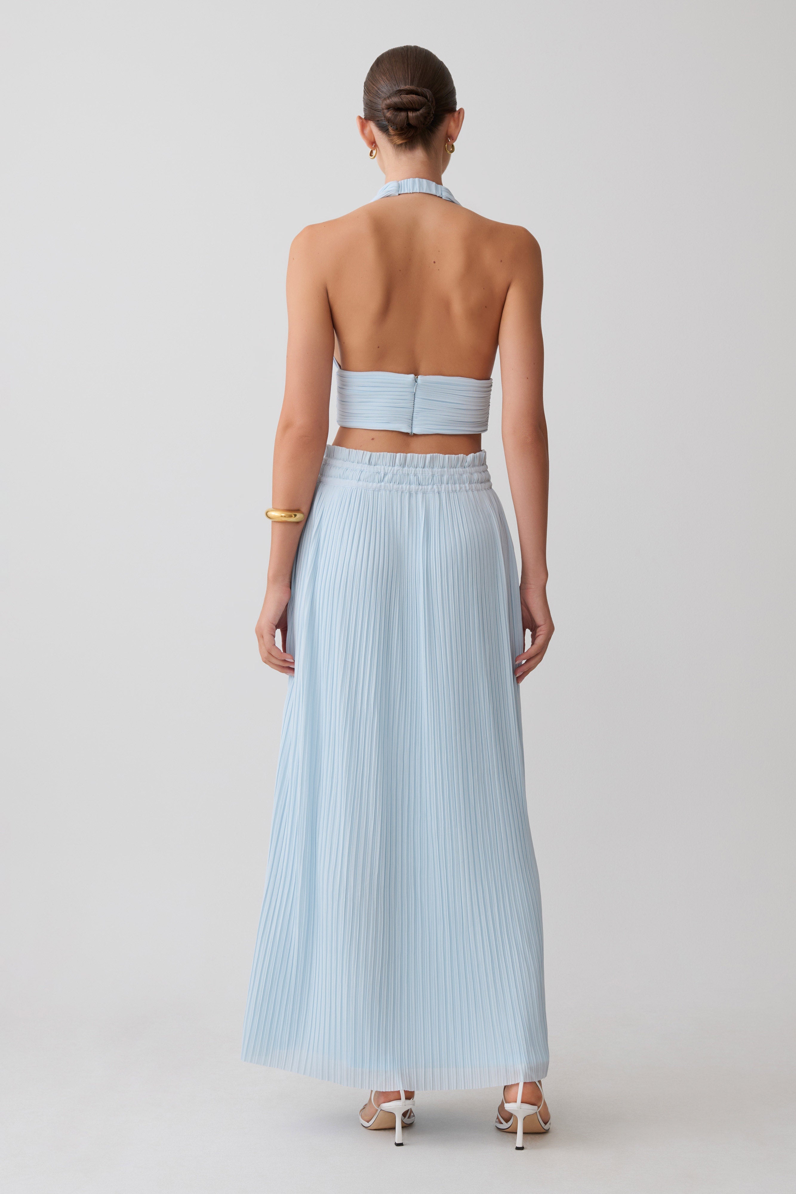 Amaris Gathered Plisse Maxi Skirt - Pale Blue - Image 3