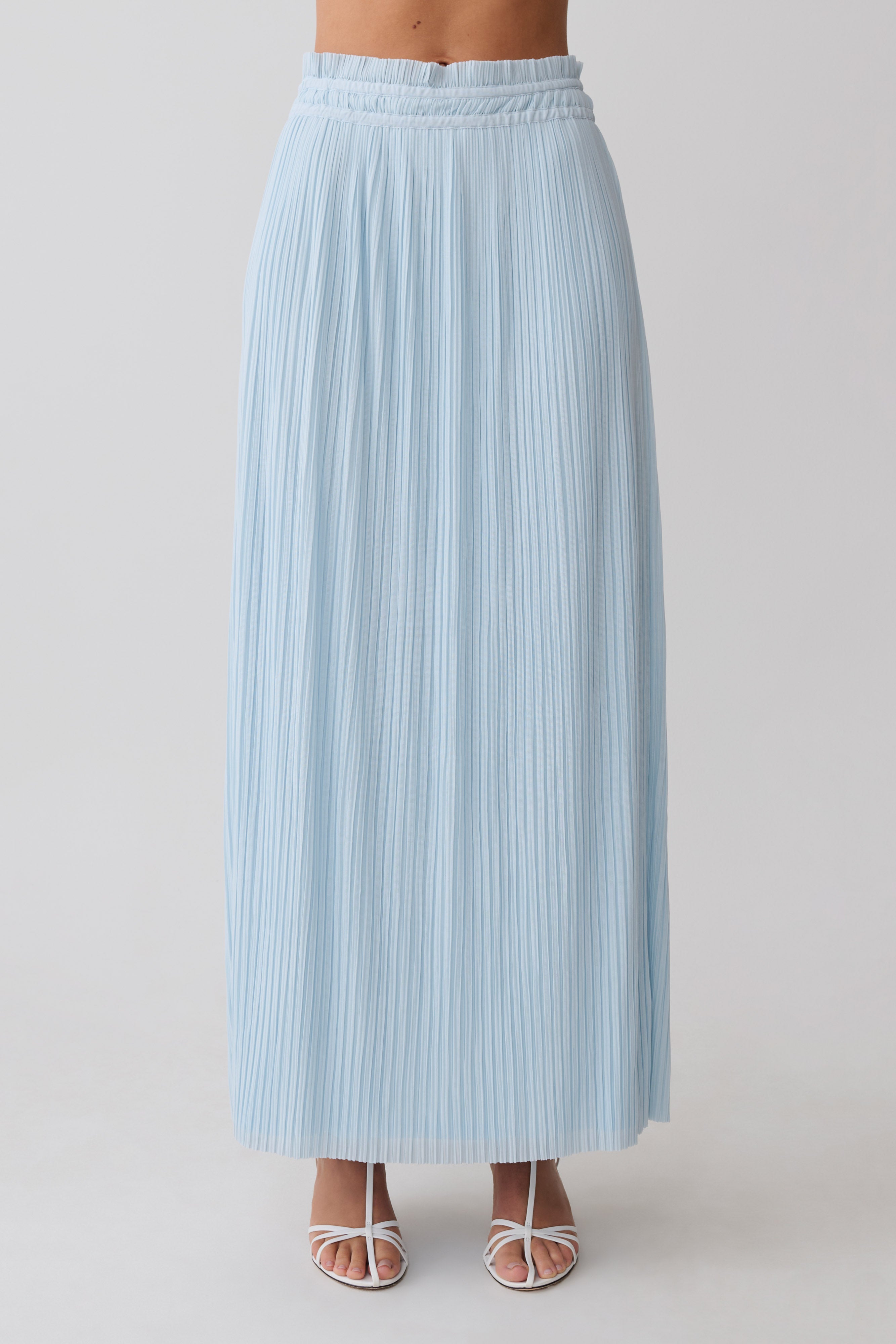 Amaris Gathered Plisse Maxi Skirt - Pale Blue - Image 8