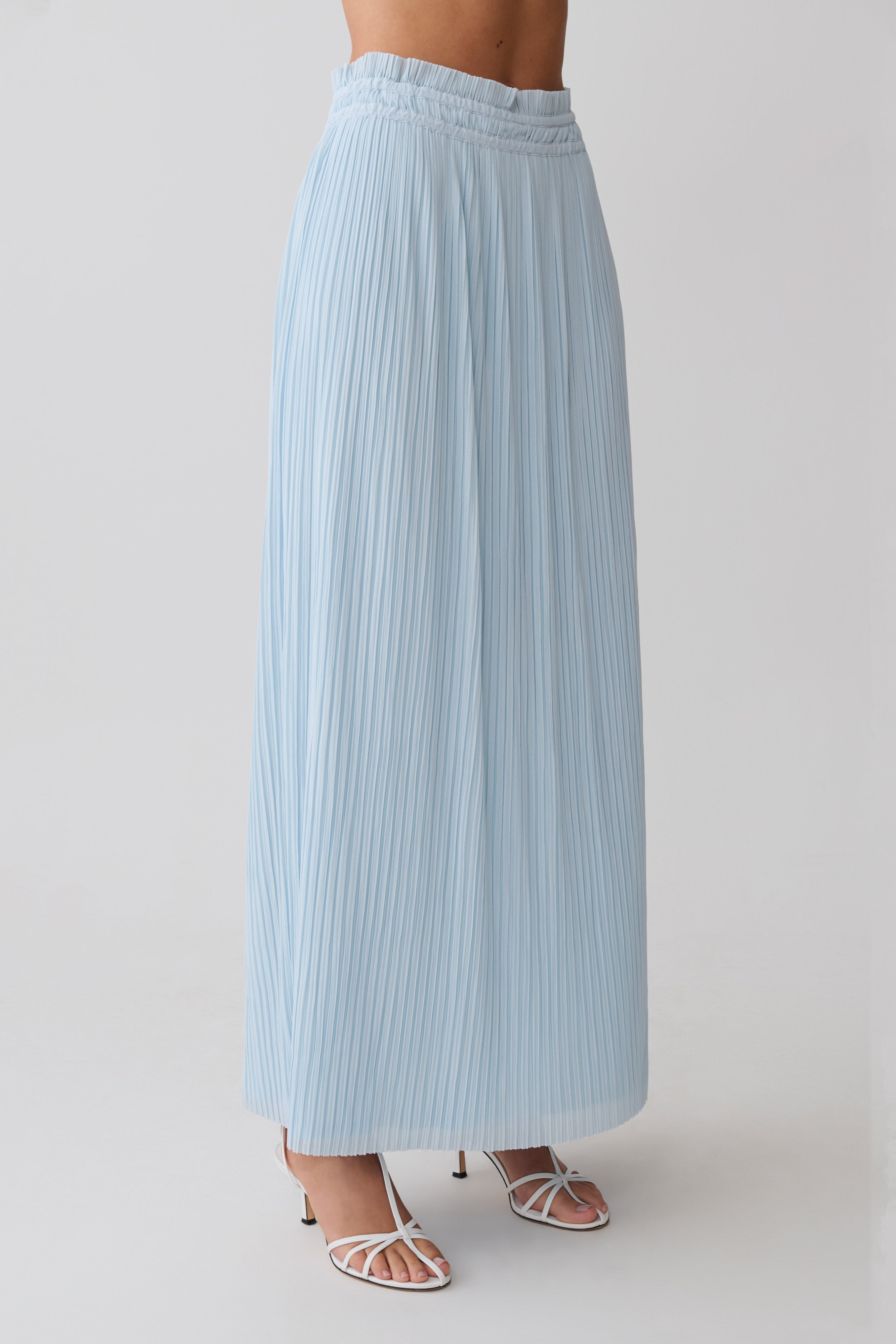 Amaris Gathered Plisse Maxi Skirt - Pale Blue - Image 6