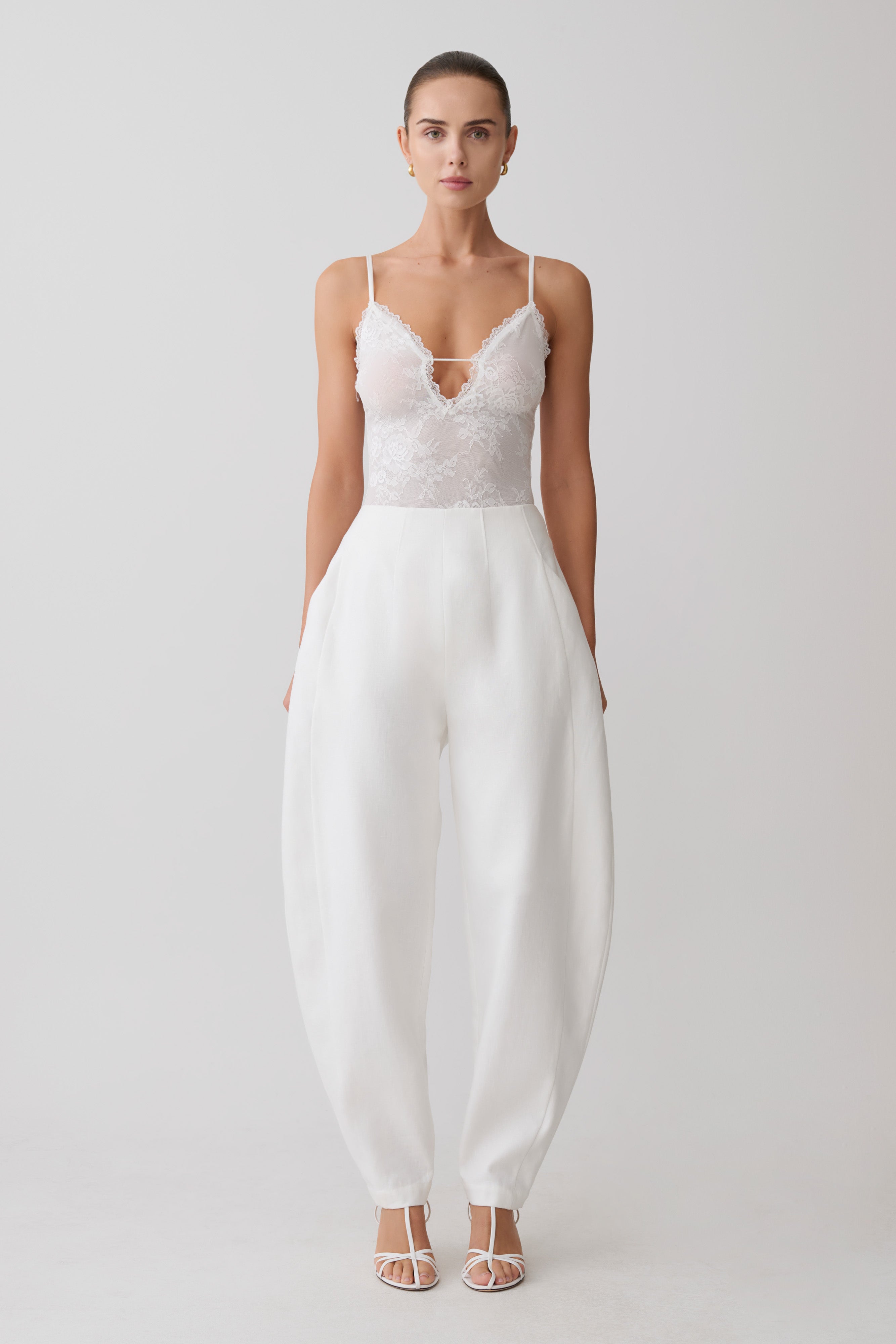 Jasper Sheer Plunge Lace Bodysuit - Ivory - Image 5