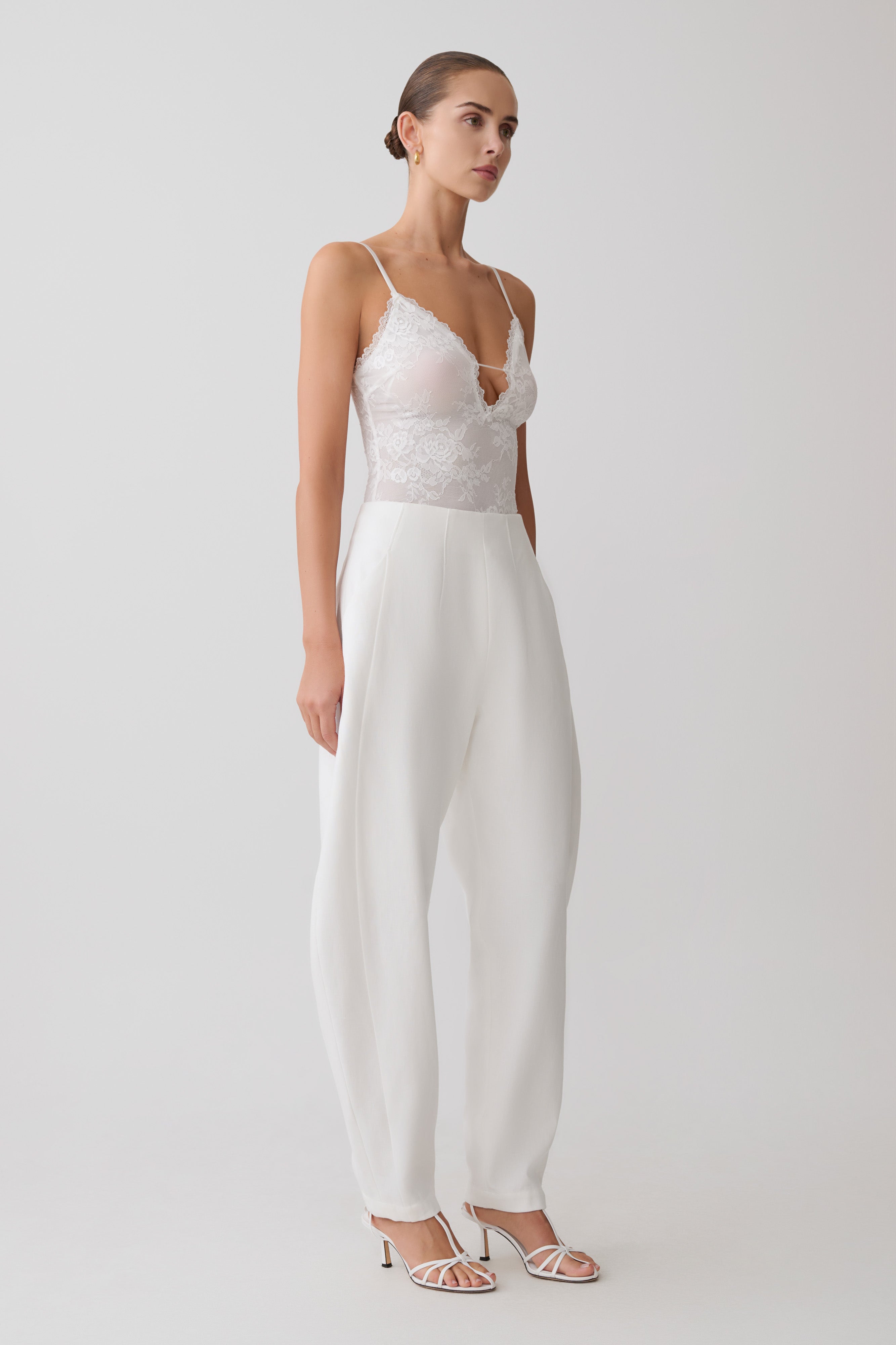 Jasper Sheer Plunge Lace Bodysuit - Ivory - Image 4