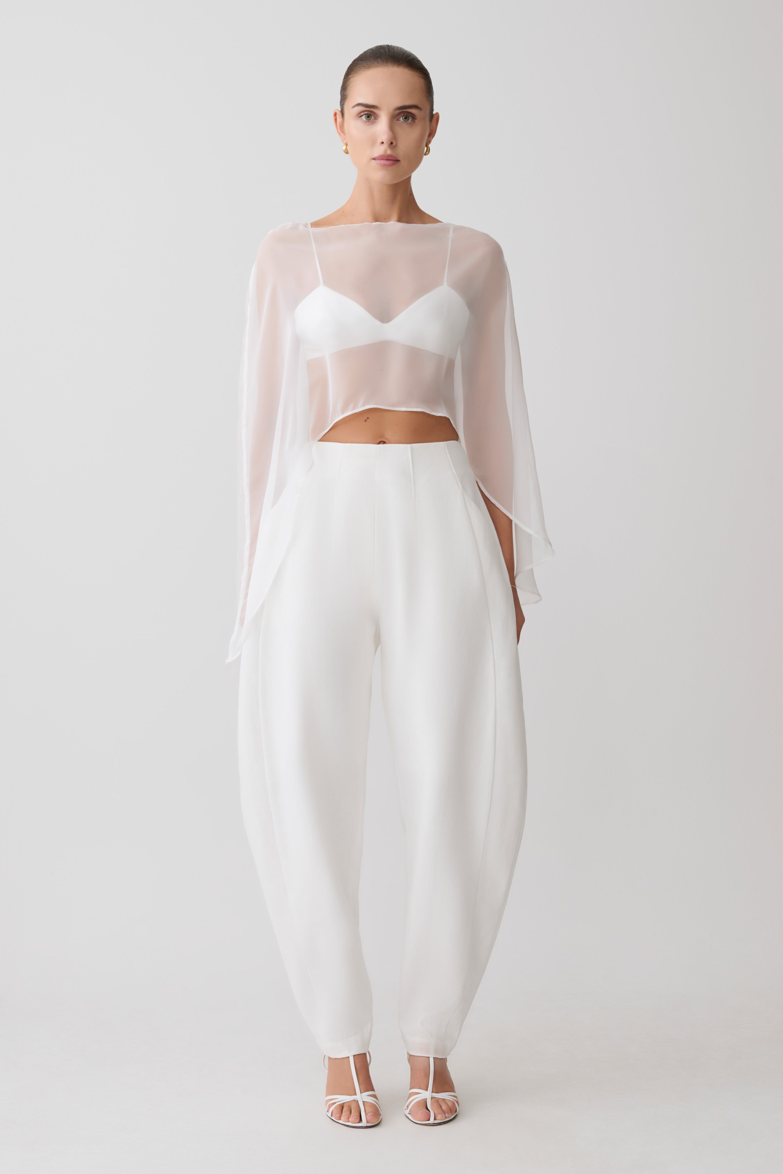 Kirstine Bralette With Chiffon Cape - Ivory - Image 4