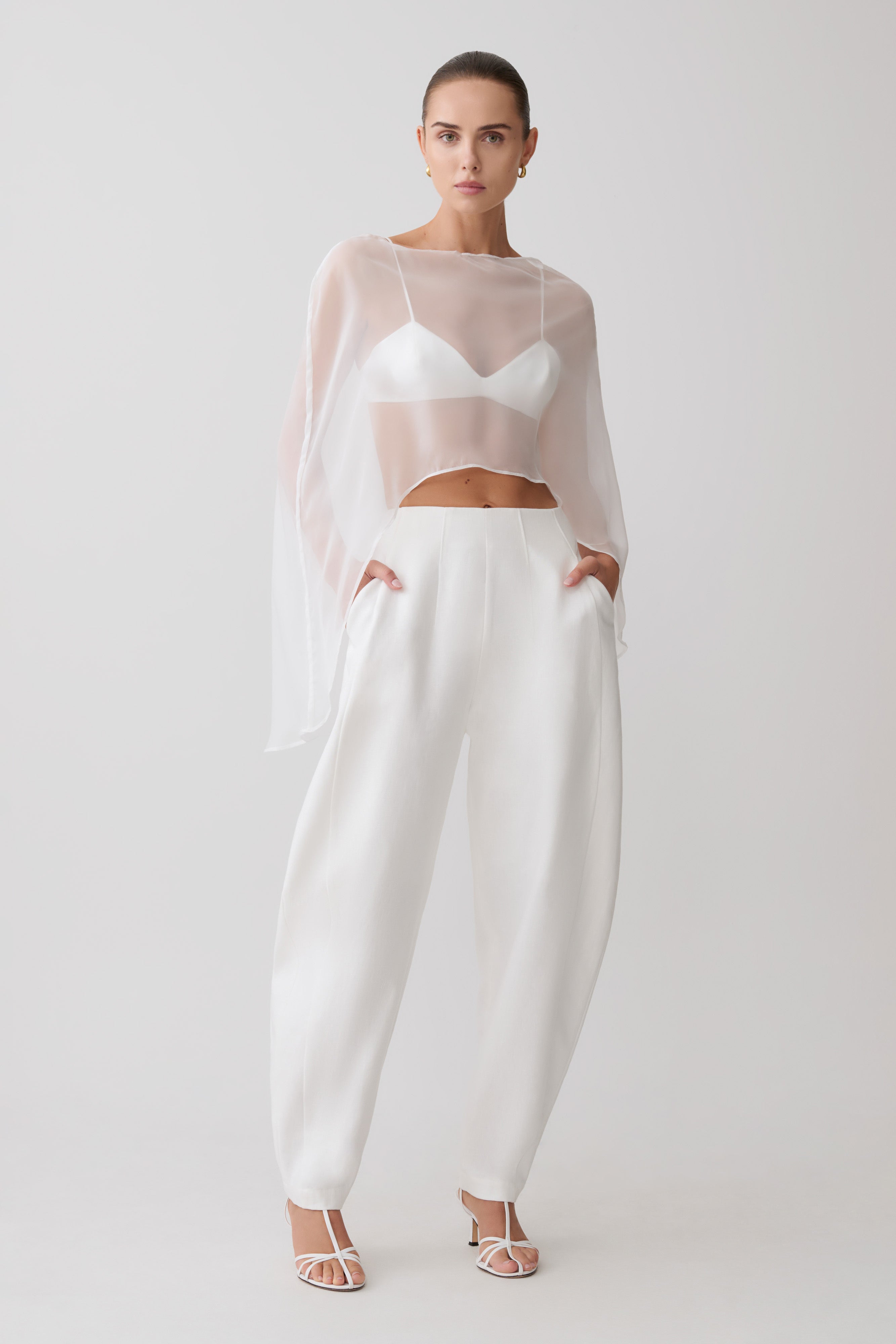 Oriana Linen Oversize Pants - White - Image 9