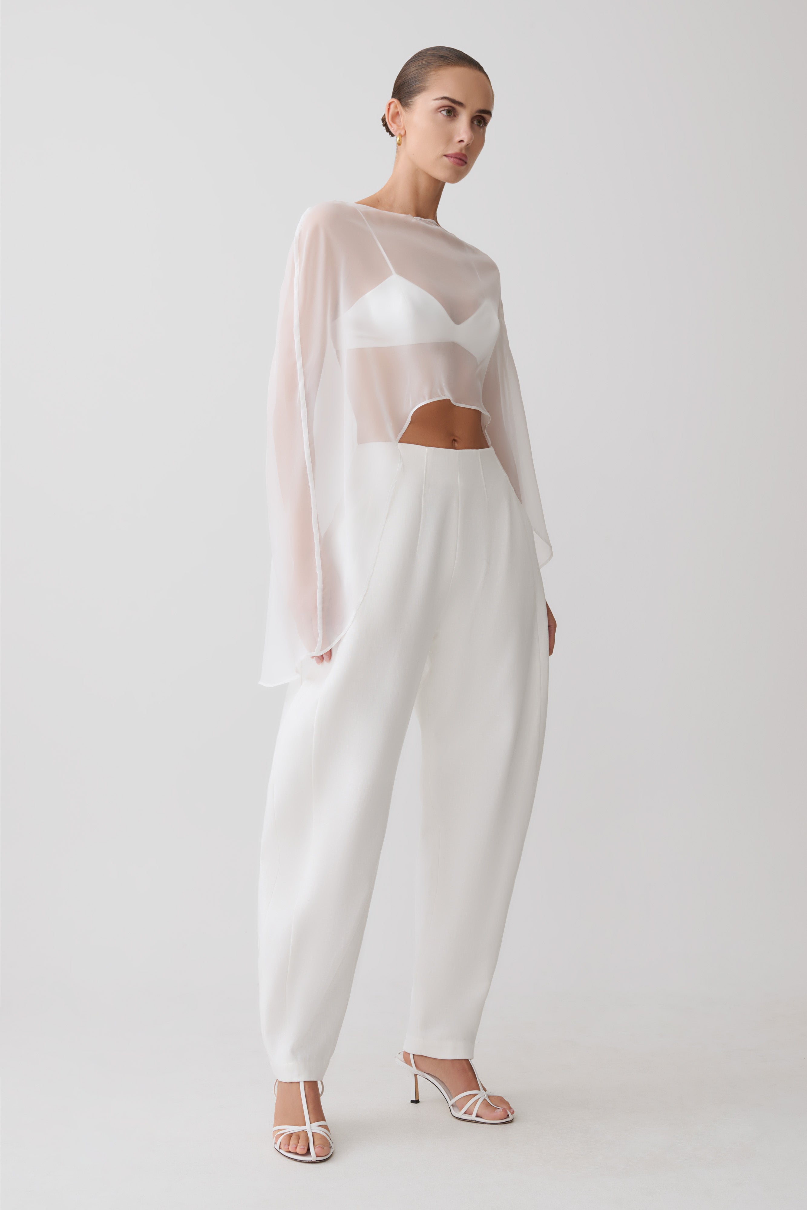 Kirstine Bralette With Chiffon Cape - Ivory - Image 7