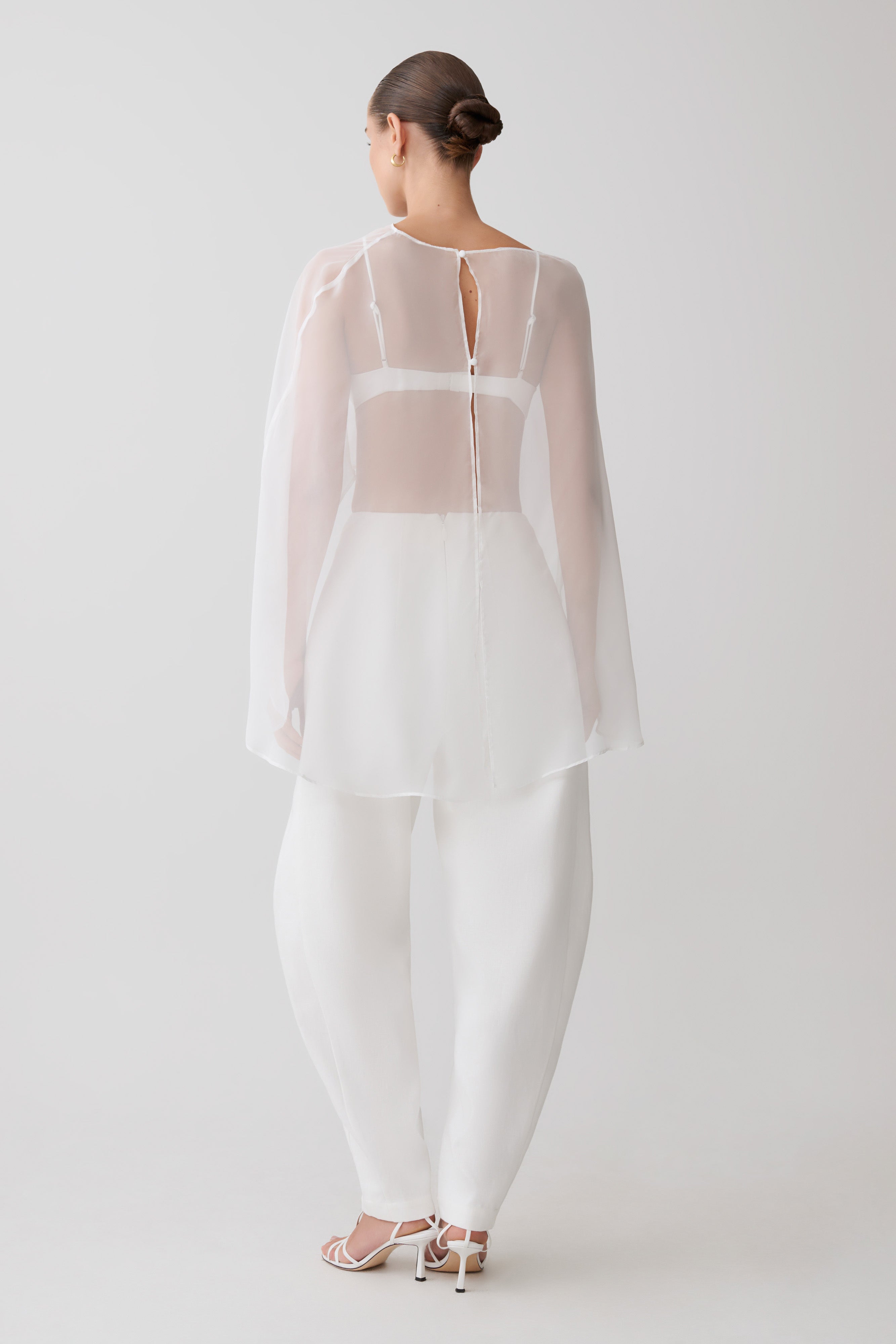 Kirstine Bralette With Chiffon Cape - Ivory - Image 5