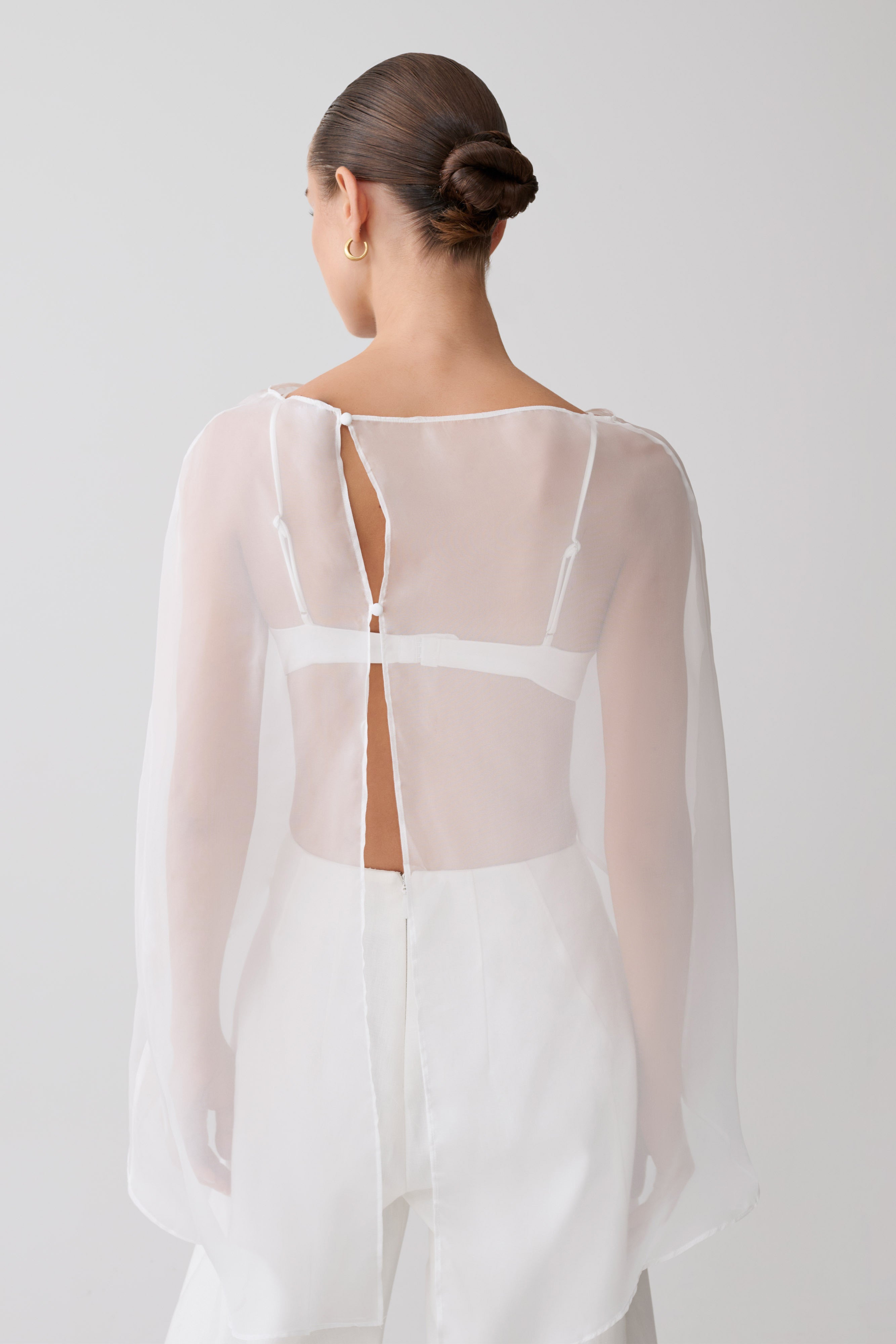 Alternative view of Kirstine Bralette With Chiffon Cape - Ivory