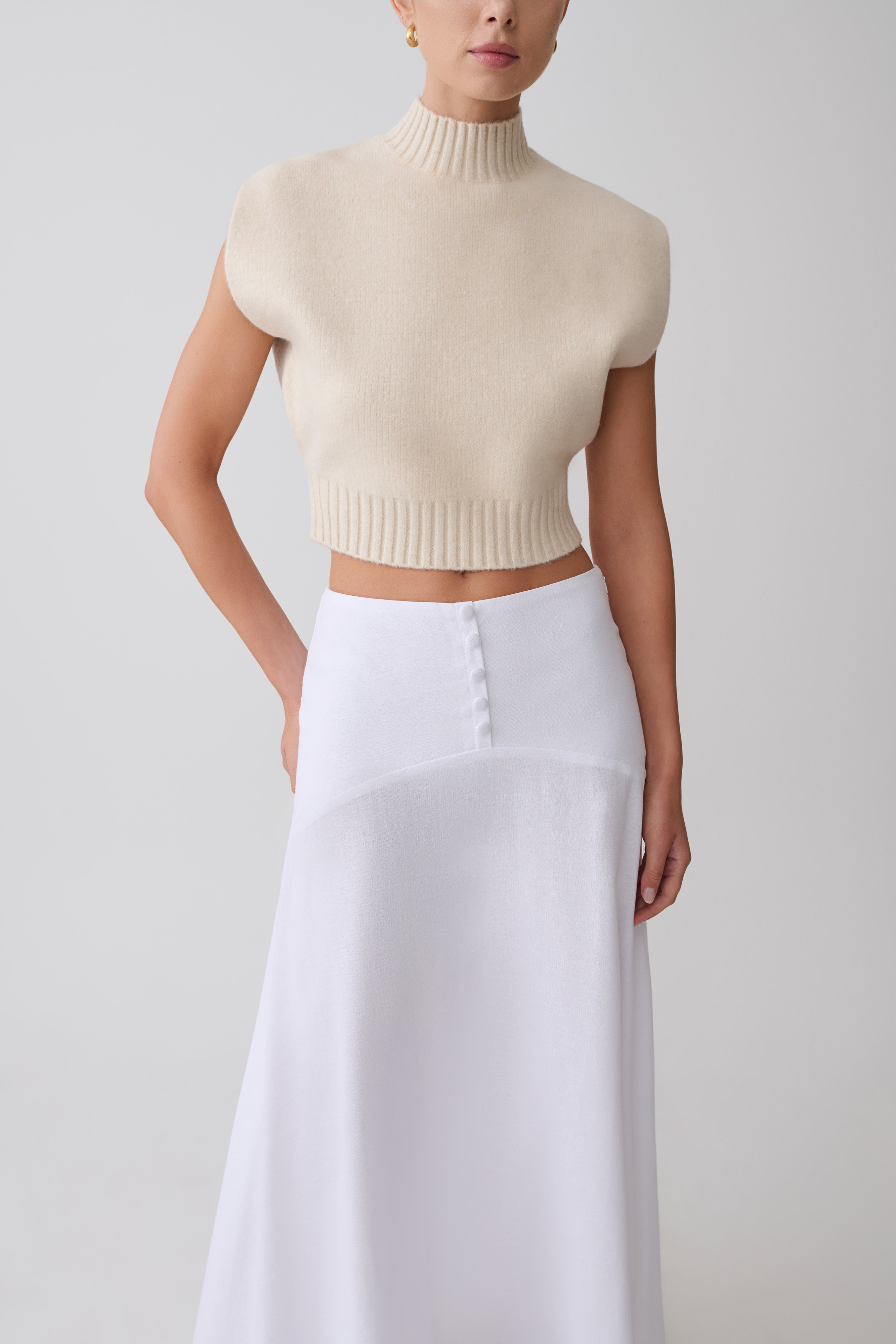 Niko Knit Oversized Top - Ivory - Image 9