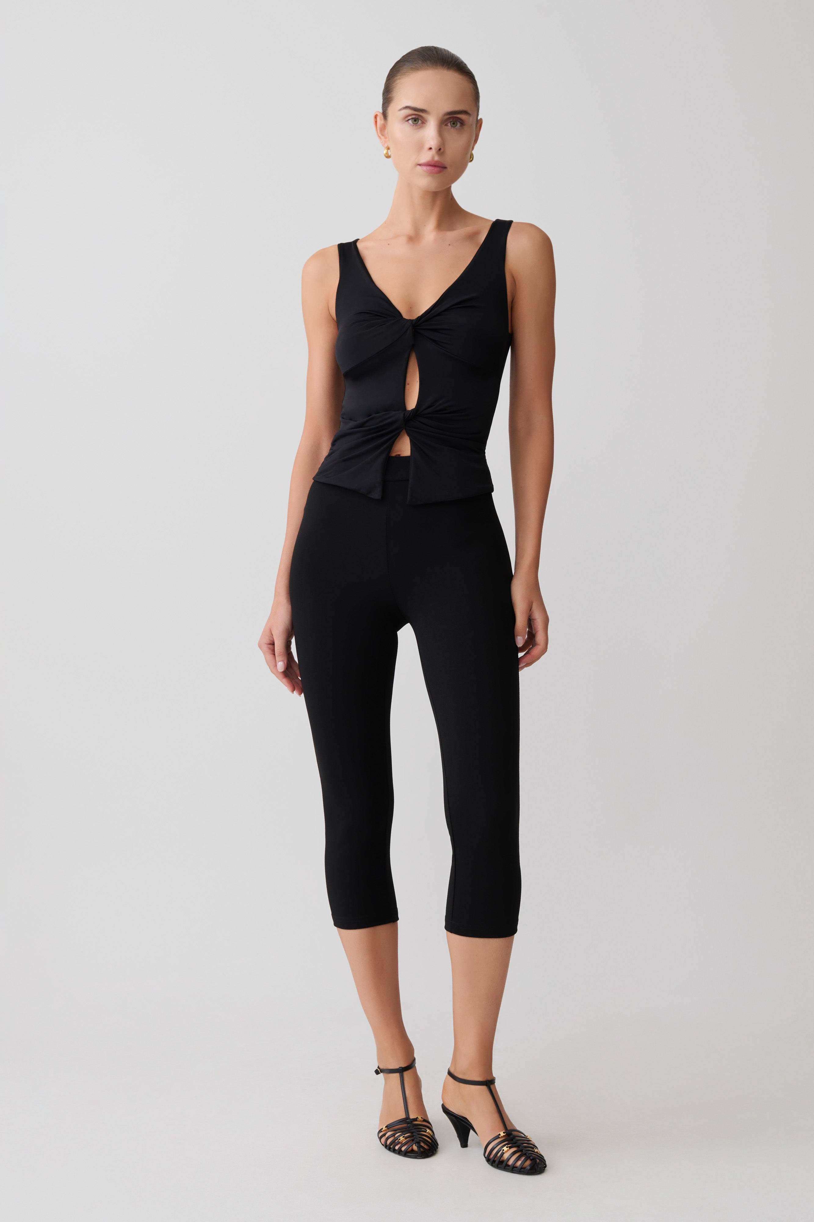 Millie Twist Sleeveless Top - Black - Image 4