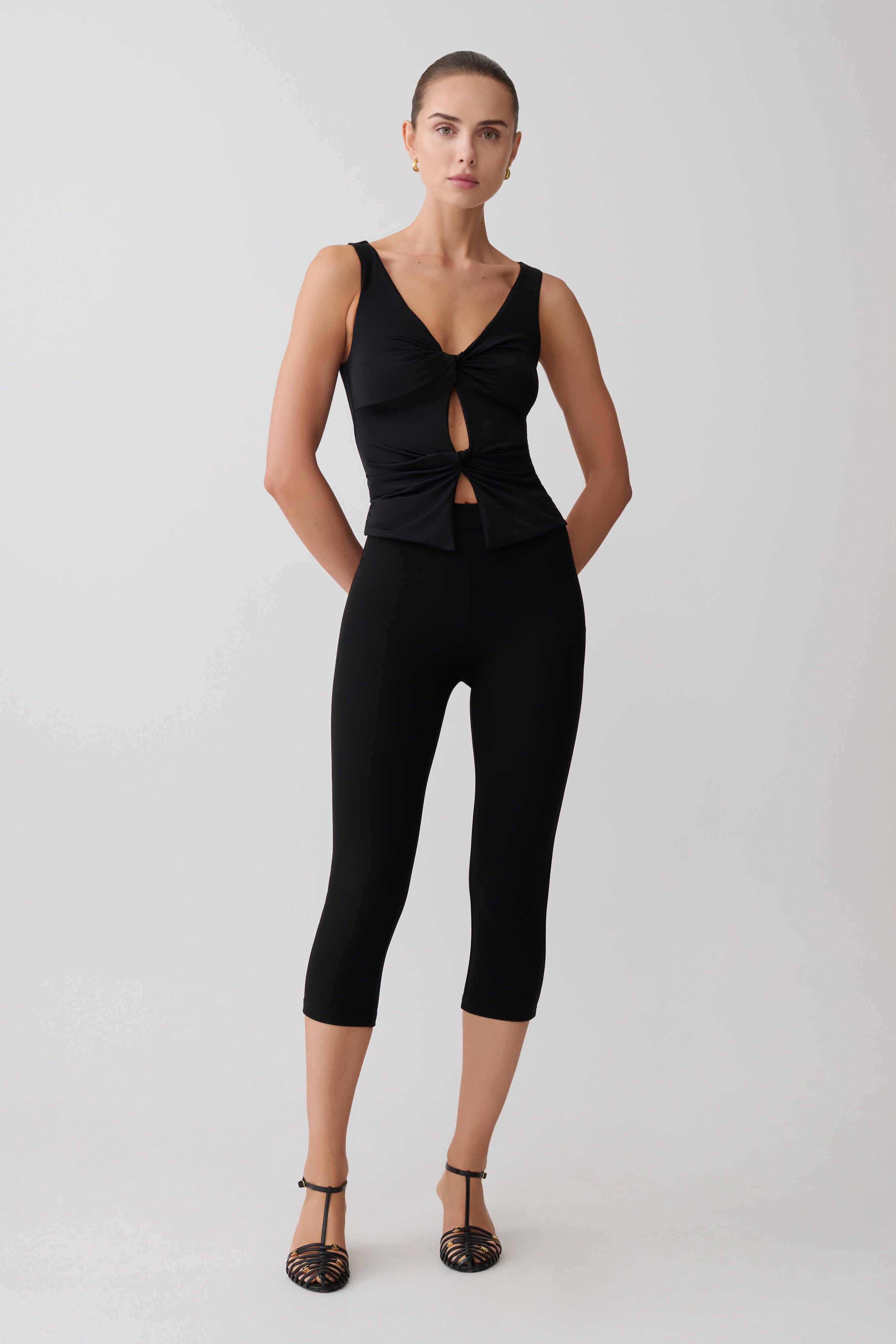 Millie Twist Sleeveless Top - Black - Image 7