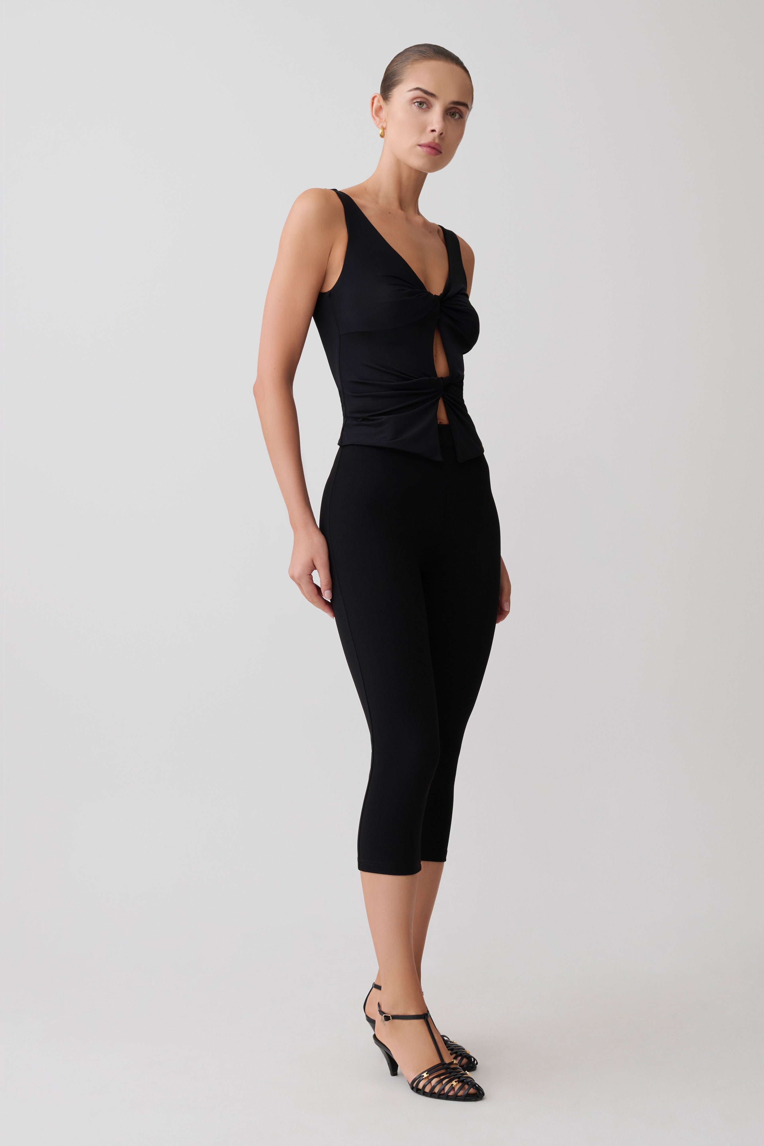 Millie Twist Sleeveless Top - Black - Image 5