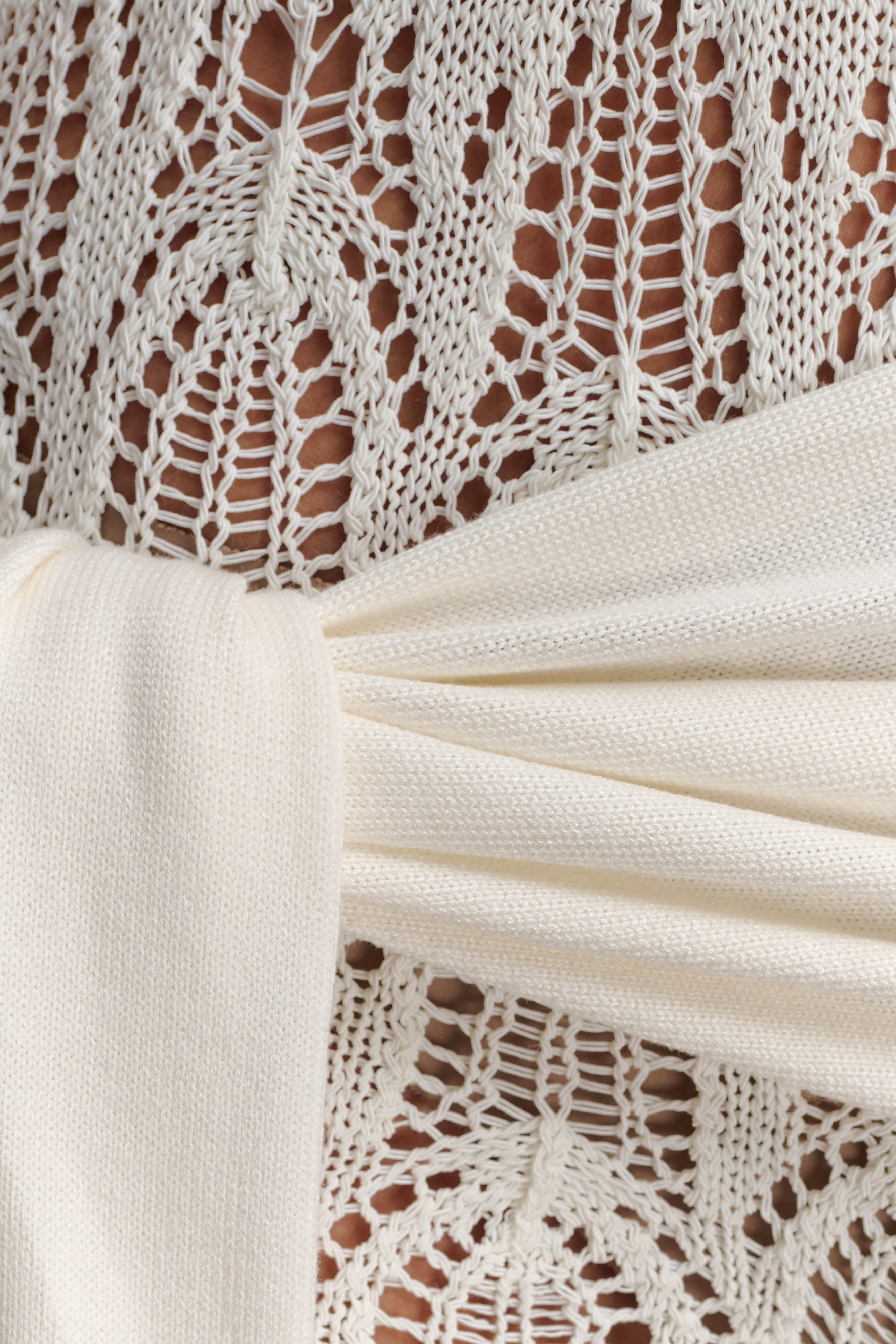 Liora Crochet Shorts With Knit Overlay - Ivory - Image 7