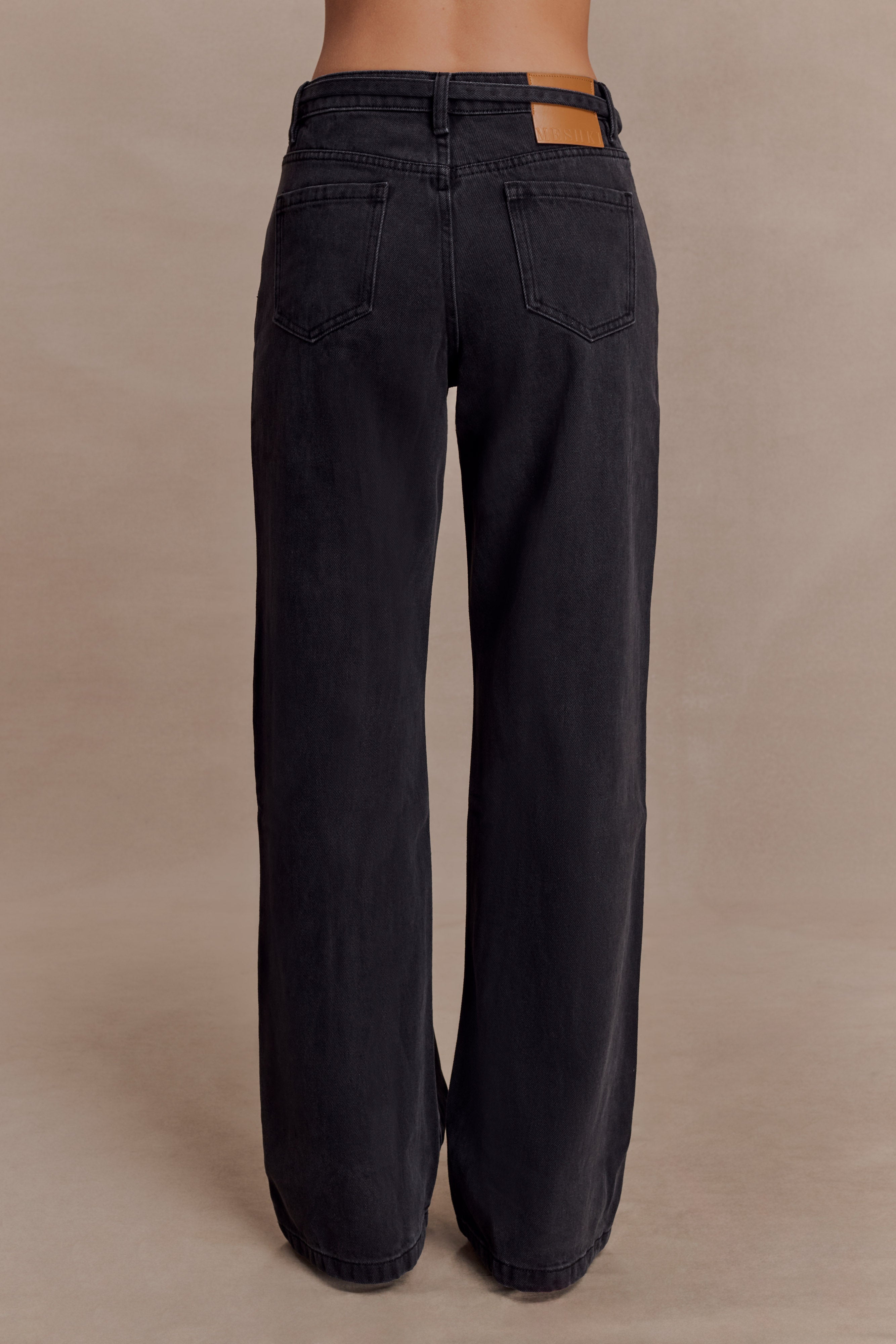 Alternative view of Perrie Mid Rise Straight Leg Tie Jeans - Washed Black