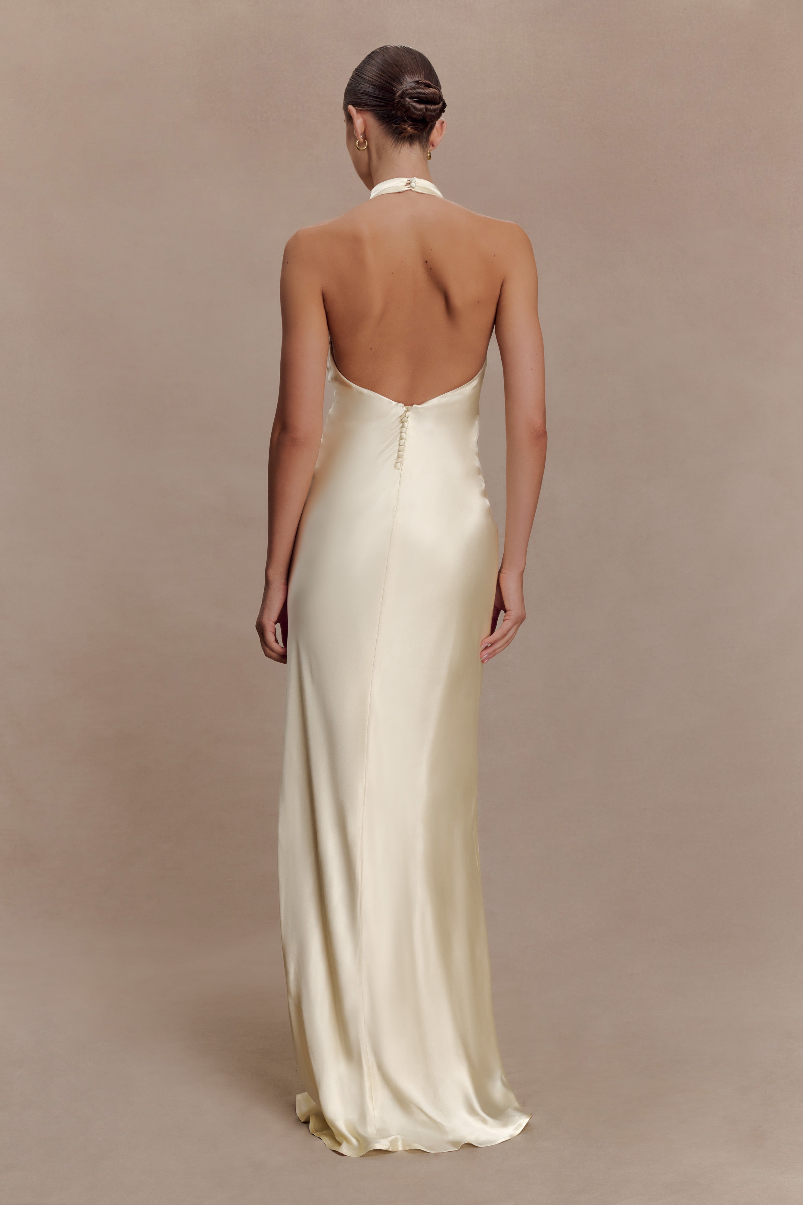 Alternative view of Esther Iridescent Satin Cowl Maxi Dress - Lemon Sorbet