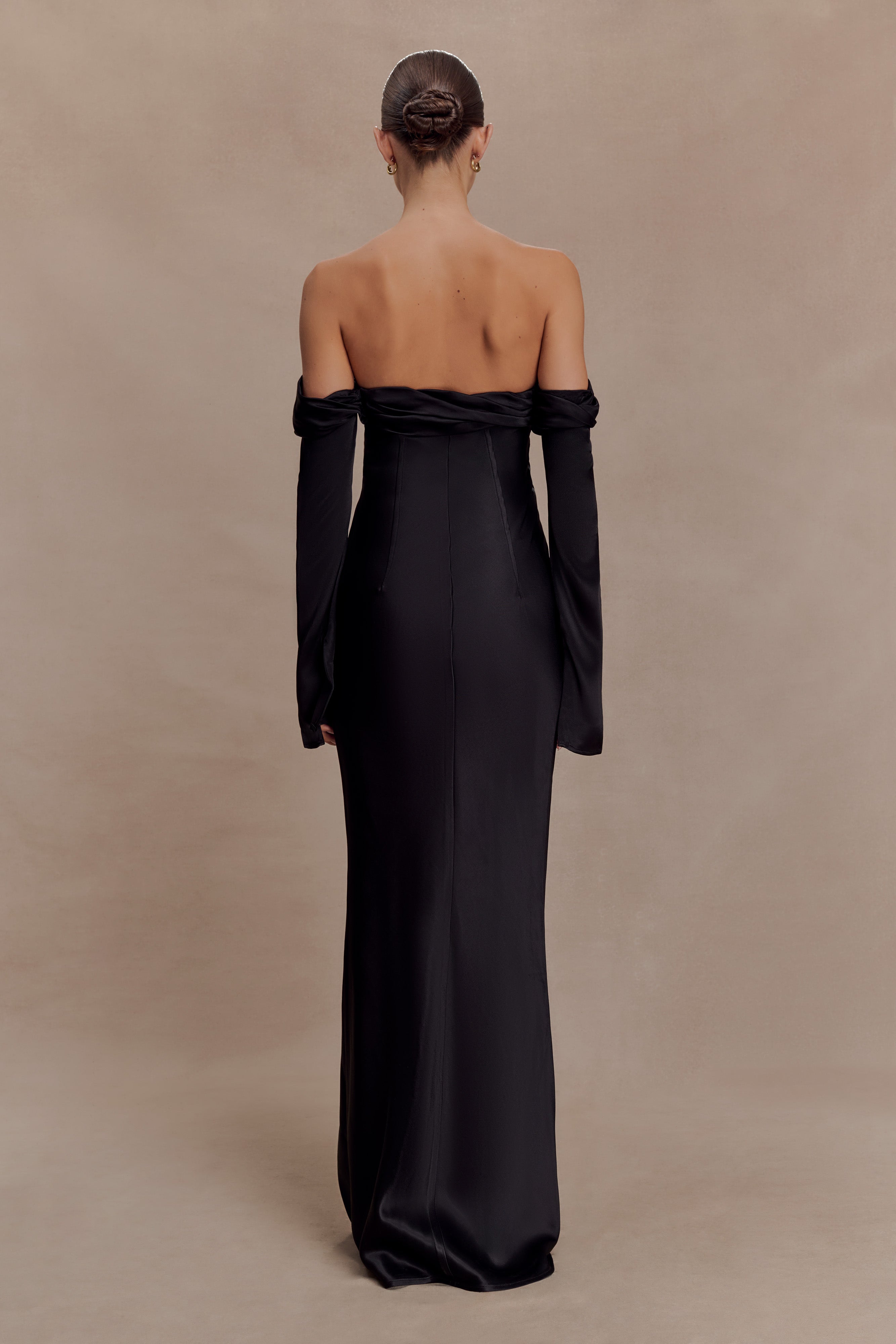 Alternative view of Giselle Off Shoulder Cowl Neck Maxi Dress - Black